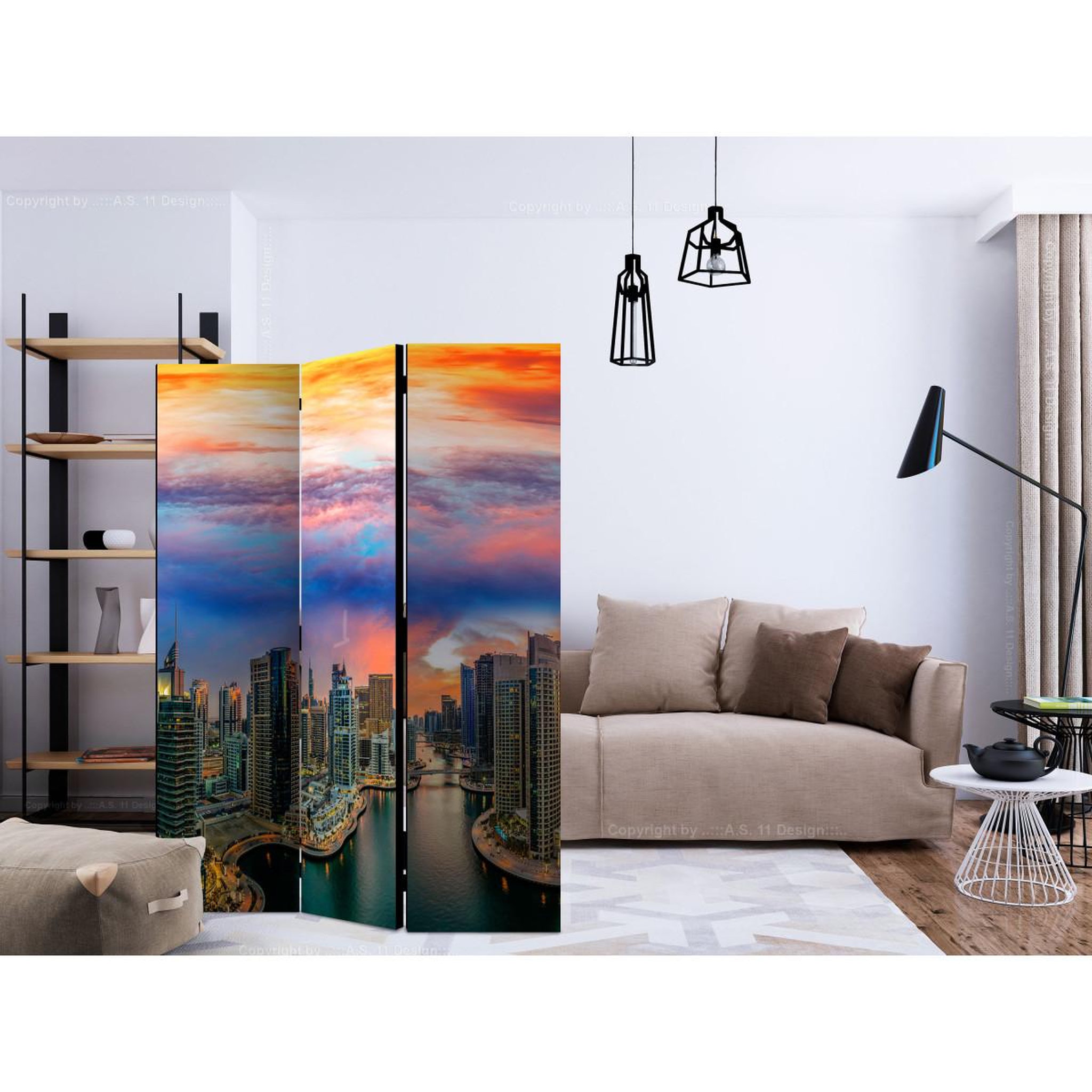 Voir la diapositive 2 : Paris Prix Paravent 3 volets  afternoon in dubai  135x172cm