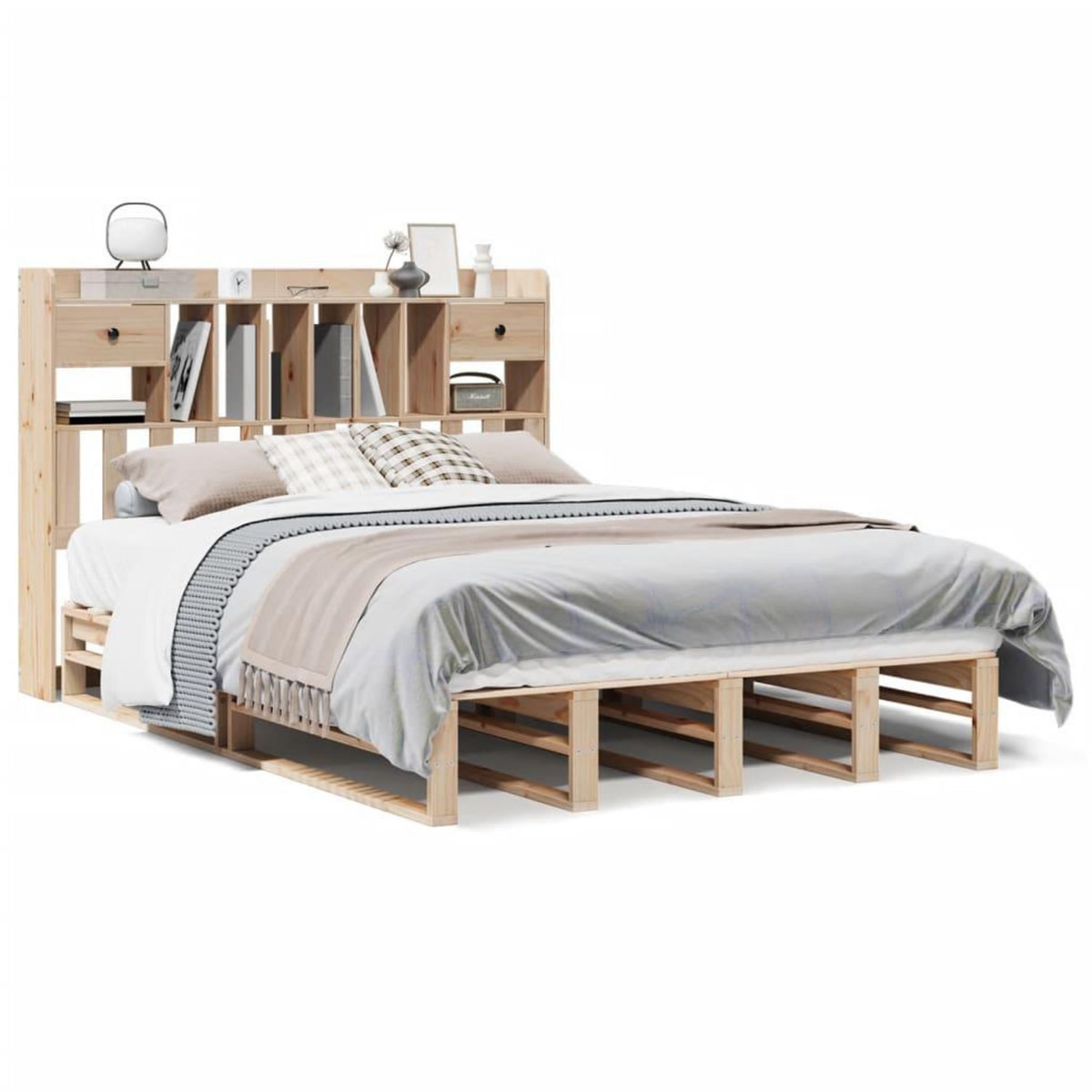 VIDAXL Lit bibliotheque sans matelas 140x190 cm bois de pin massif