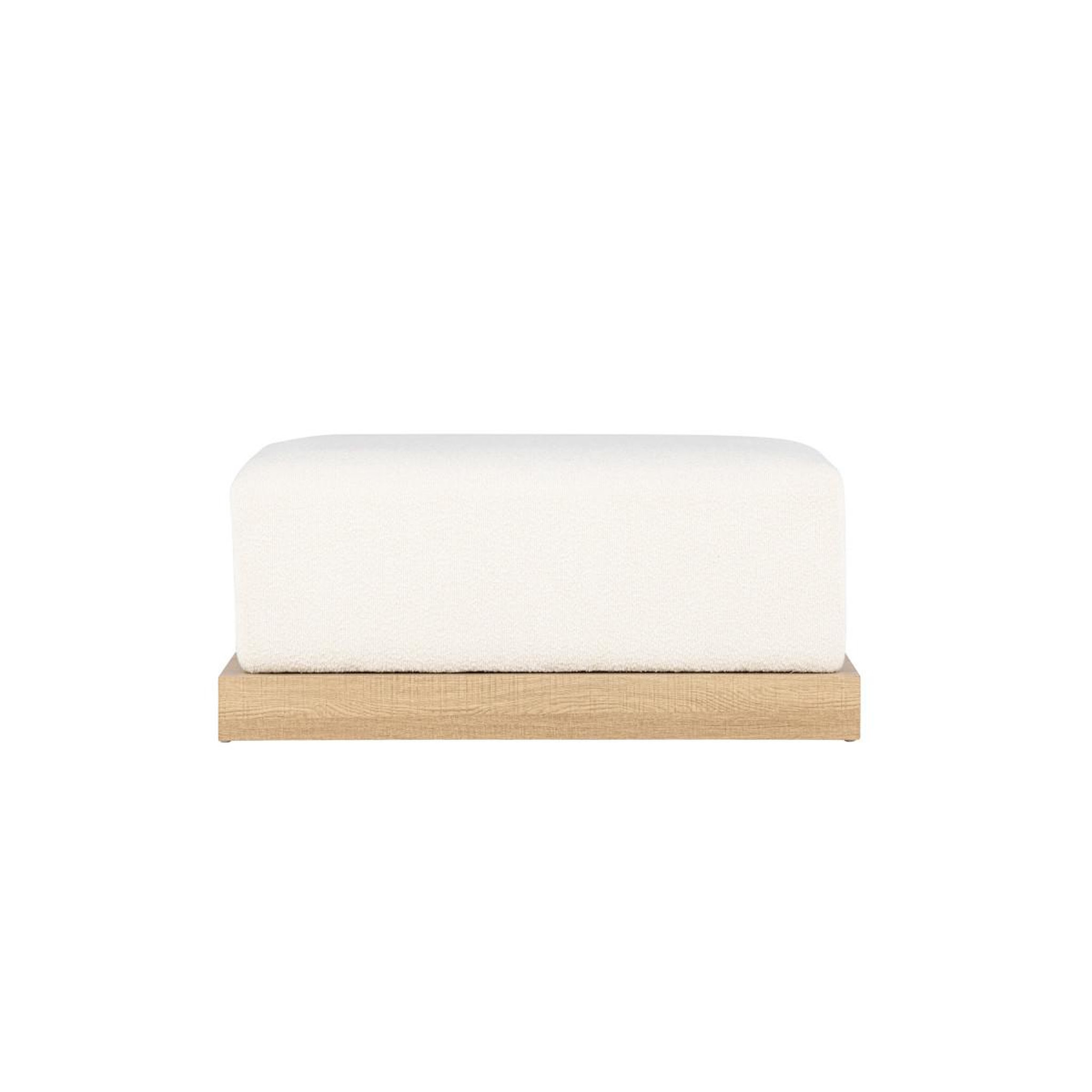 Voir la diapositive 2 : Paris Prix Pouf design en tissu bouclé  ivy  100cm blanc & naturel