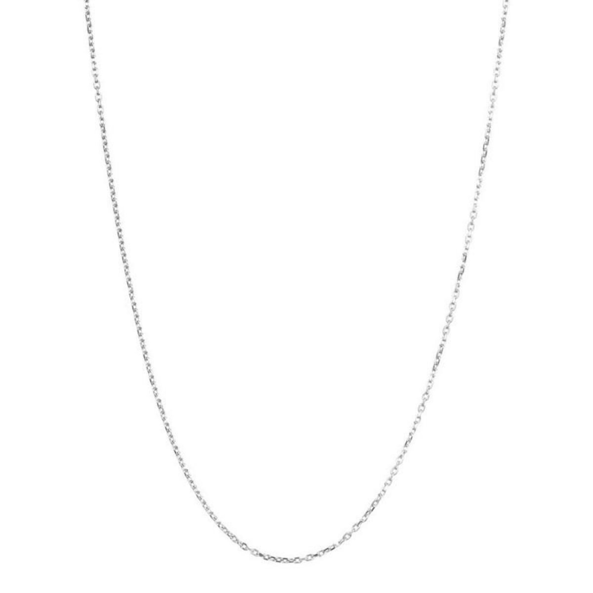 L'ATELIER D'AZUR Collier - Pendentif Or Blanc Anneaux Enlacés Sertis de Zirconiums - Chaine Argentée - Femme