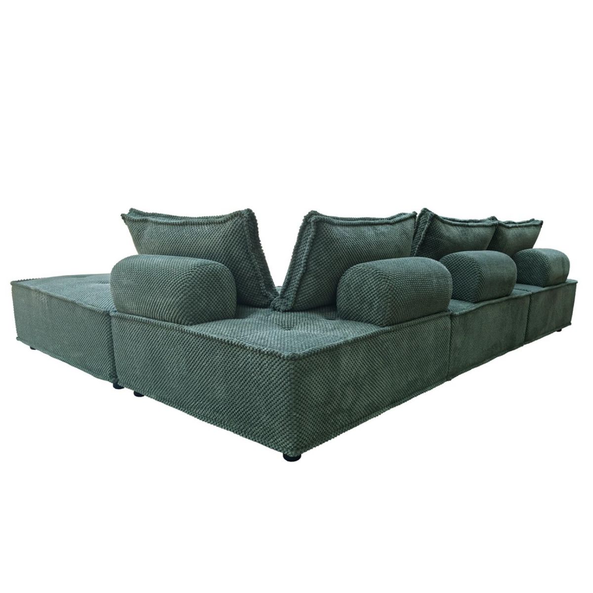 CONCEPT USINE Canapé d'angle modulable 4 places en velours texturé vert STAVA