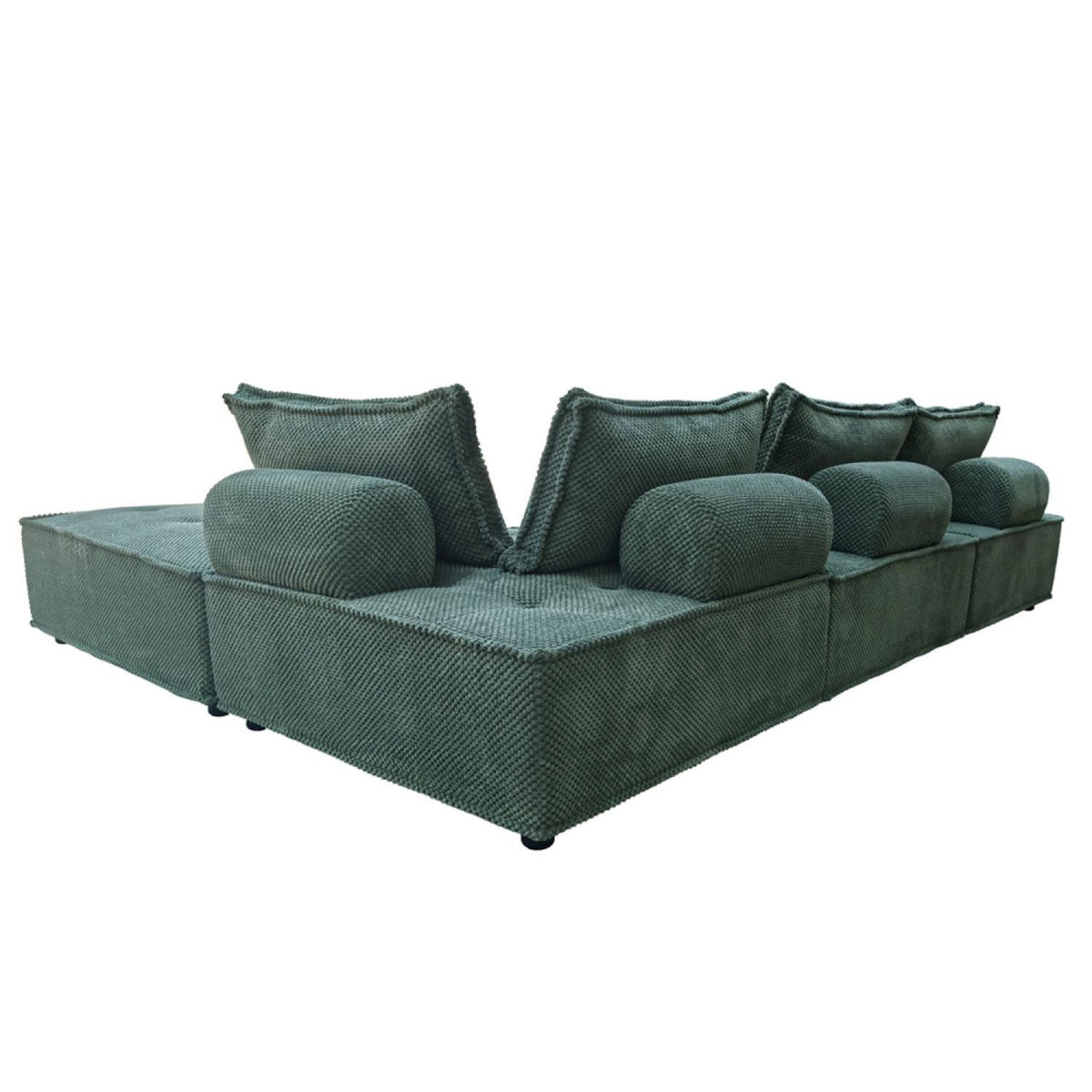 CONCEPT USINE Canapé d'angle modulable 4 places en velours texturé vert STAVA
