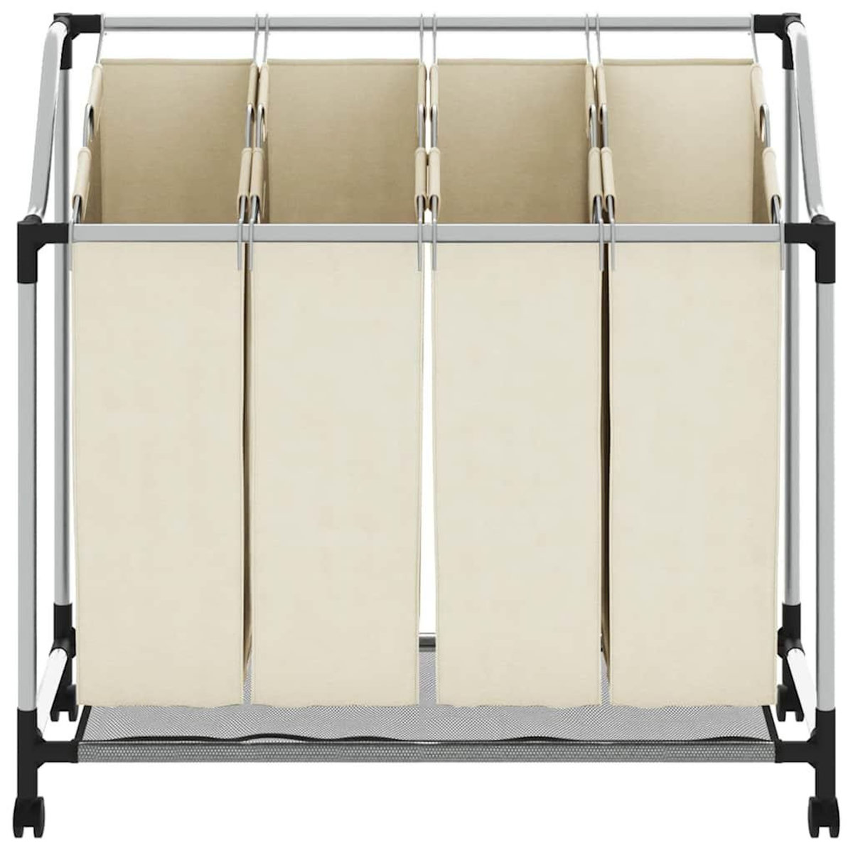 VIDAXL Trieuse a linge avec 4 sacs Creme Acier