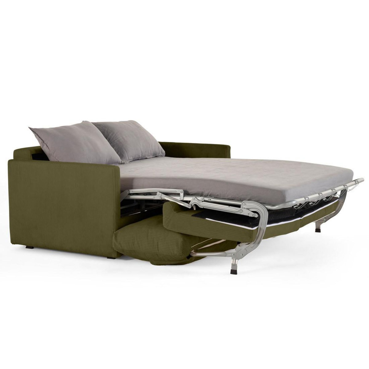 BEST MOBILIER Ottawa - canapé 3 places convertible express couchage quotidien 140 cm matelas 12 cm en velours côtelé