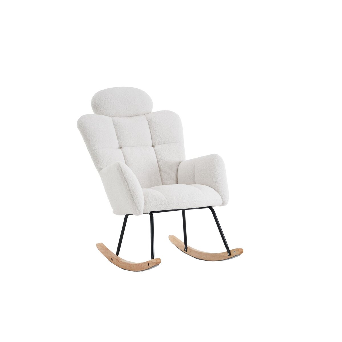 MERAX Fauteuil à Bascule Rocking Chair Fauteuil Relax Avec Têtière Blanc