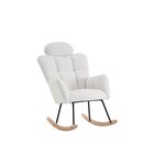 MERAX Fauteuil à Bascule Rocking Chair Fauteuil Relax Avec Têtière Blanc