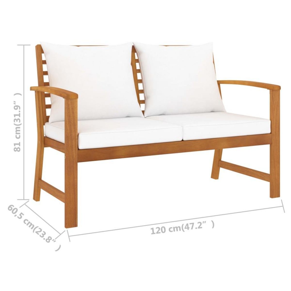 VIDAXL Banc de jardin avec coussin creme 120 cm Bois solide d'acacia