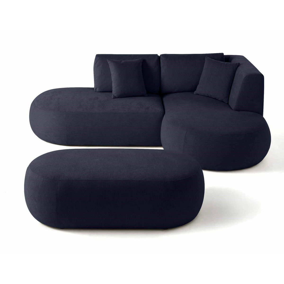 LISA DESIGN Santorini - canapé modulable d'angle droit + pouf - 4 places - en tissu texturé