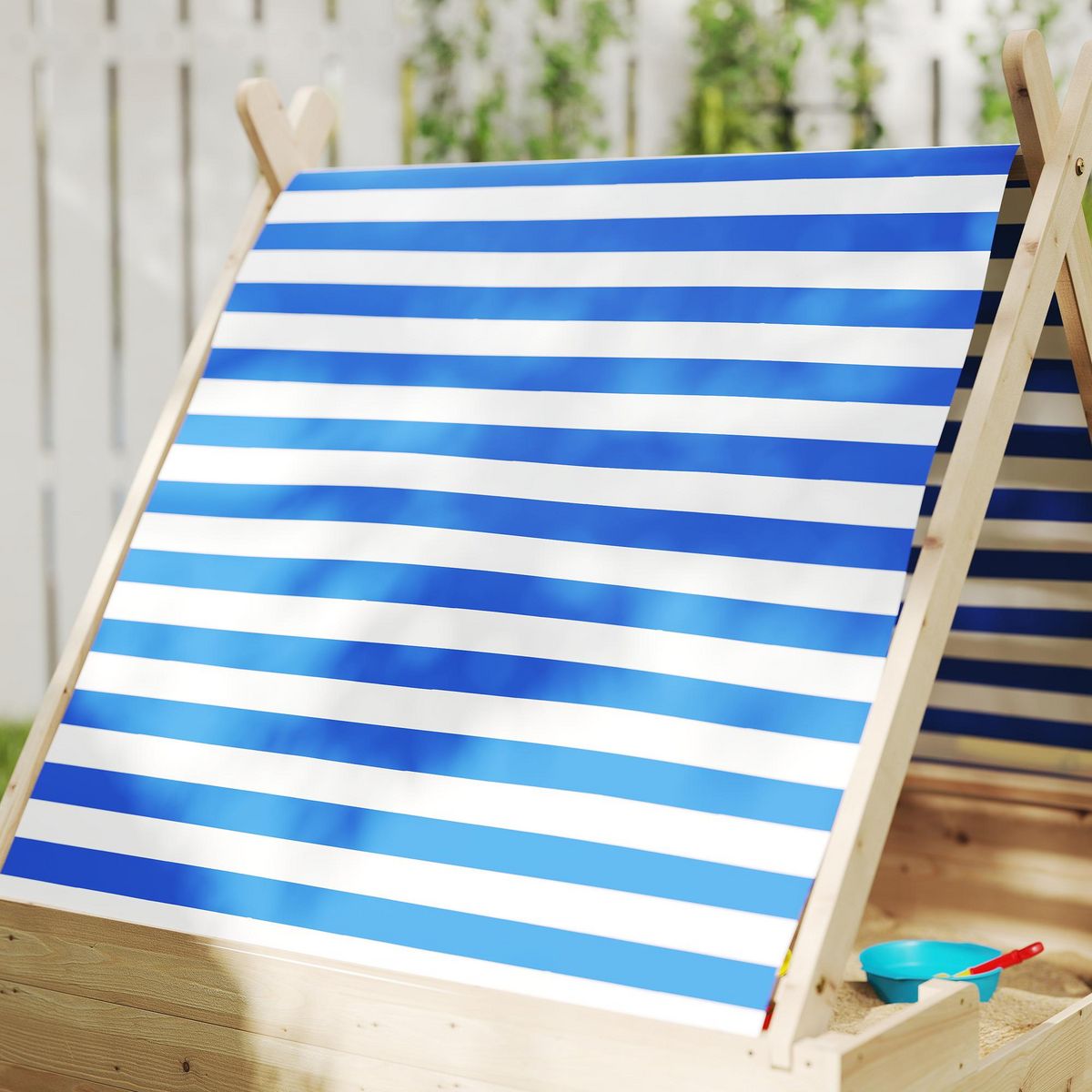 HOMCOM Bac à sable en bois avec toit refermable et doublure dim. 120 x 120 x 126,5 cm bois sapin