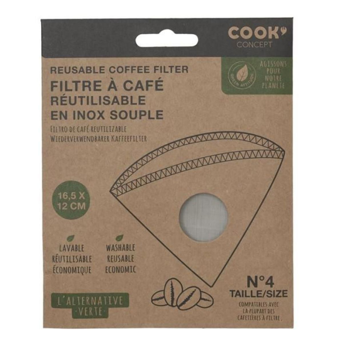 Paris Prix Filtre à Café  Réutilisable  15cm Gris