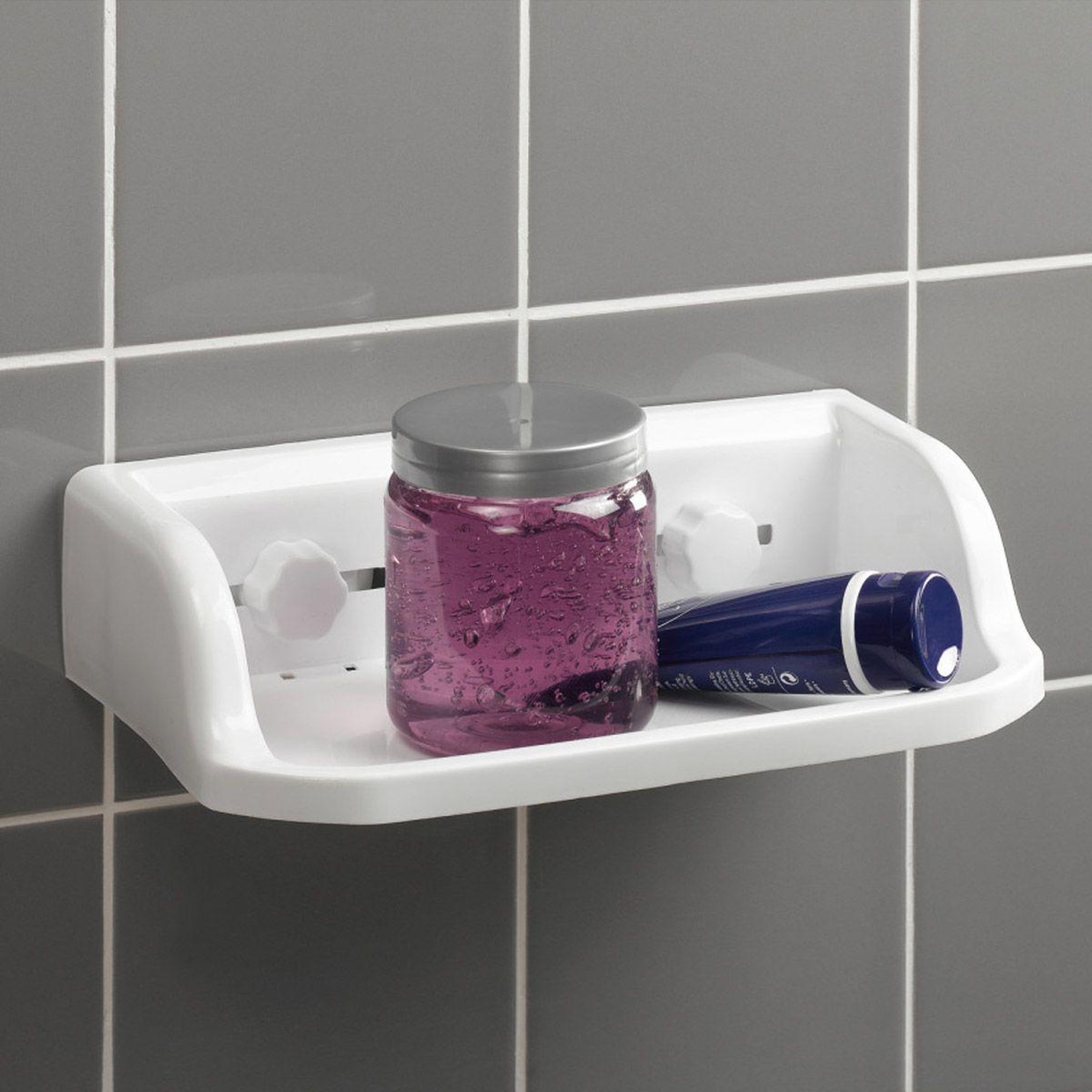 Douceur d'Intérieur Étagère de douche design  ventouse  30cm blanc