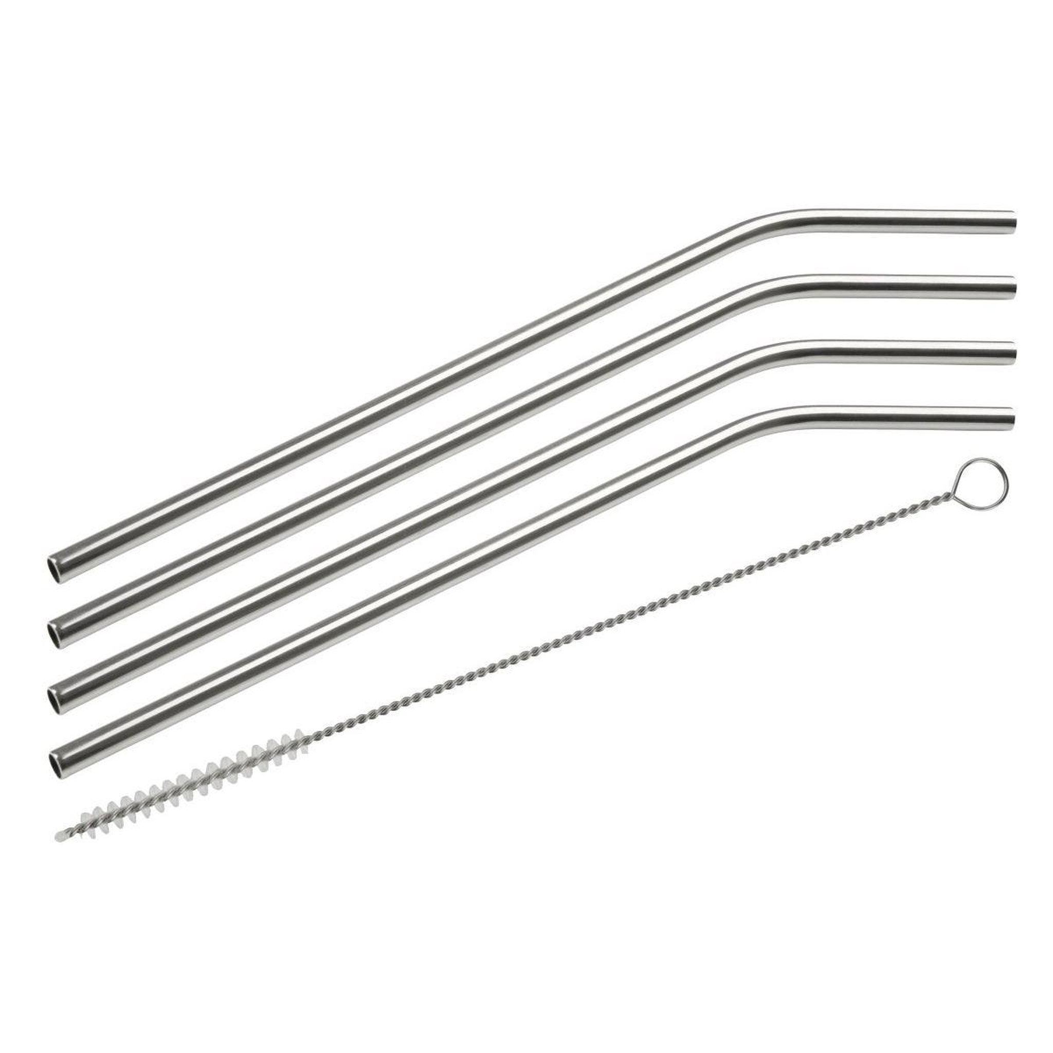Fackelmann Lot de 4 pailles incurvées en inox avec goupillon 24 cm fackelmann bar concept