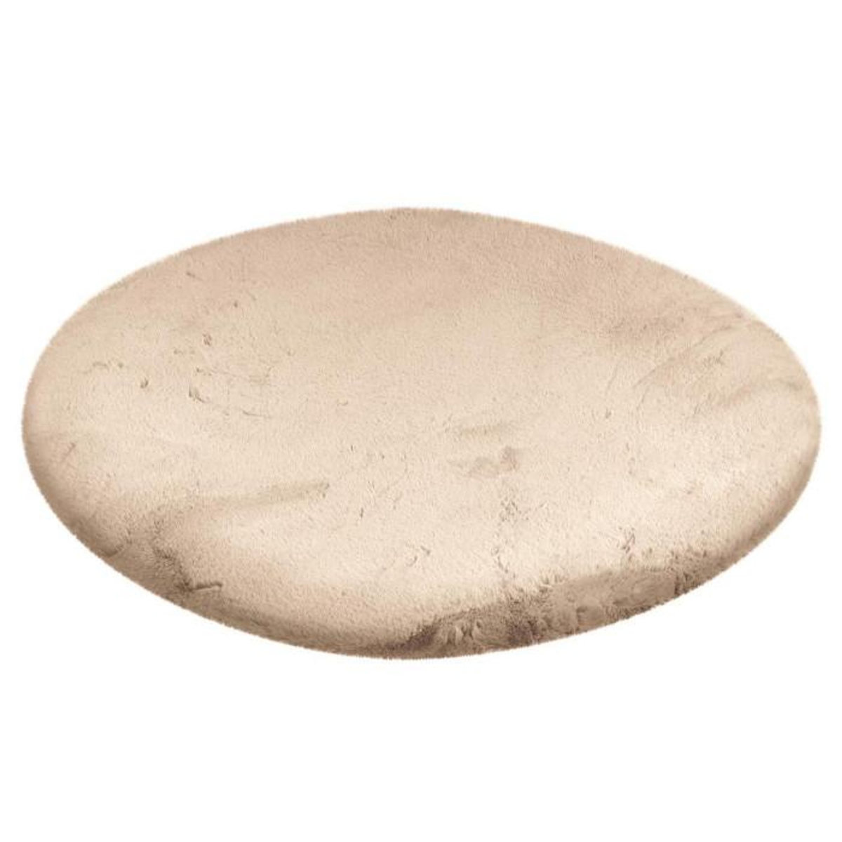 Paris Prix Tapis Uni Rond Doux à Poils Longs  Rabbit  Ivoire