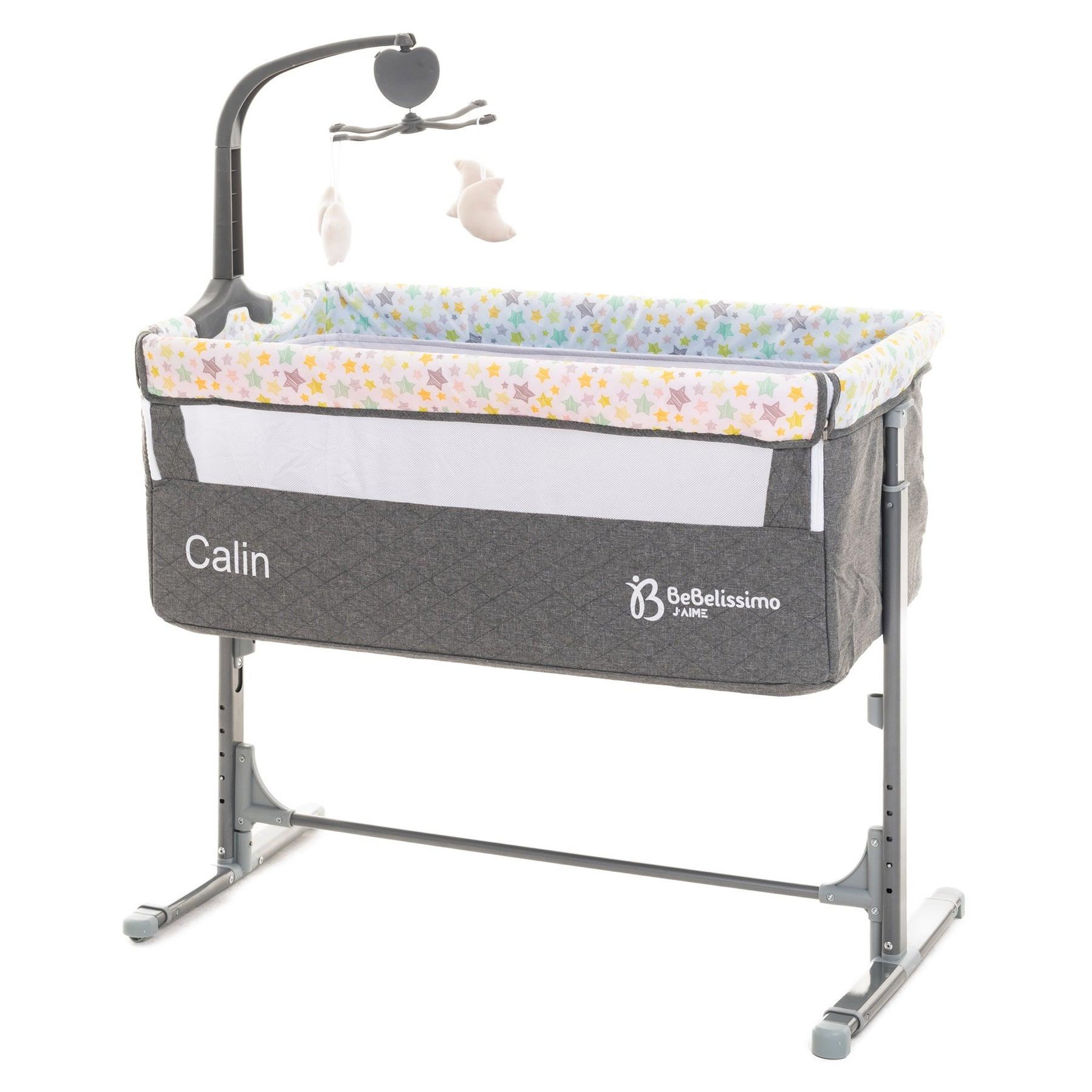Voir la diapositive 1 : BEBELISSIMO BEBELISSIMO - Lit Cododo - berceau bébé - lit bébé - Calin avec mobile musical - dès la naissannce - gris