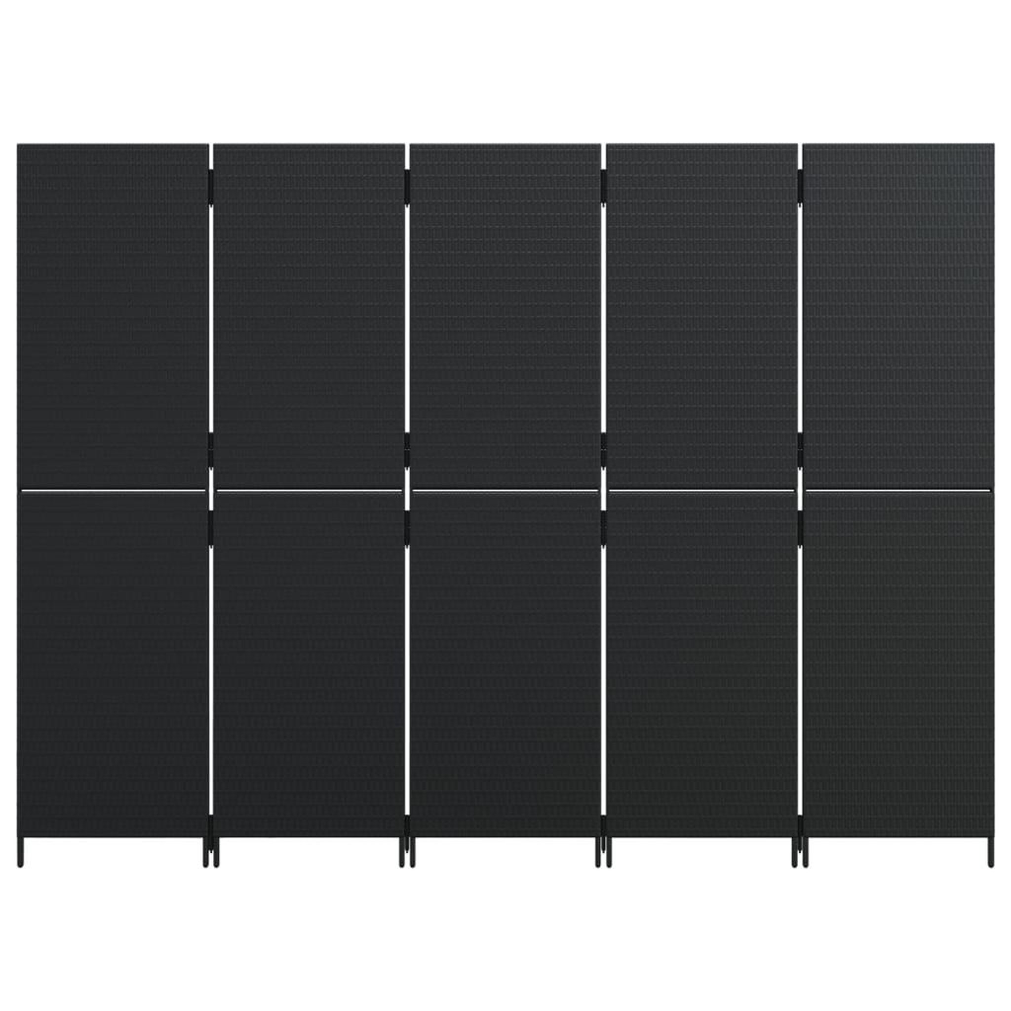 Voir la diapositive 5 : VIDAXL Cloison de separation 5 panneaux noir resine tressee