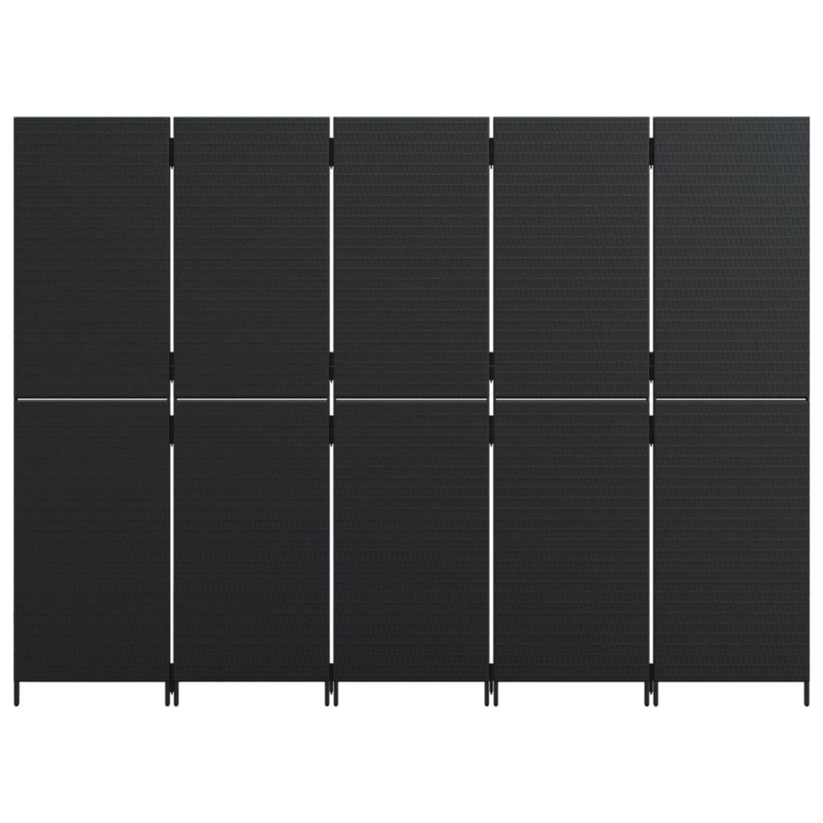 VIDAXL Cloison de separation 5 panneaux noir resine tressee