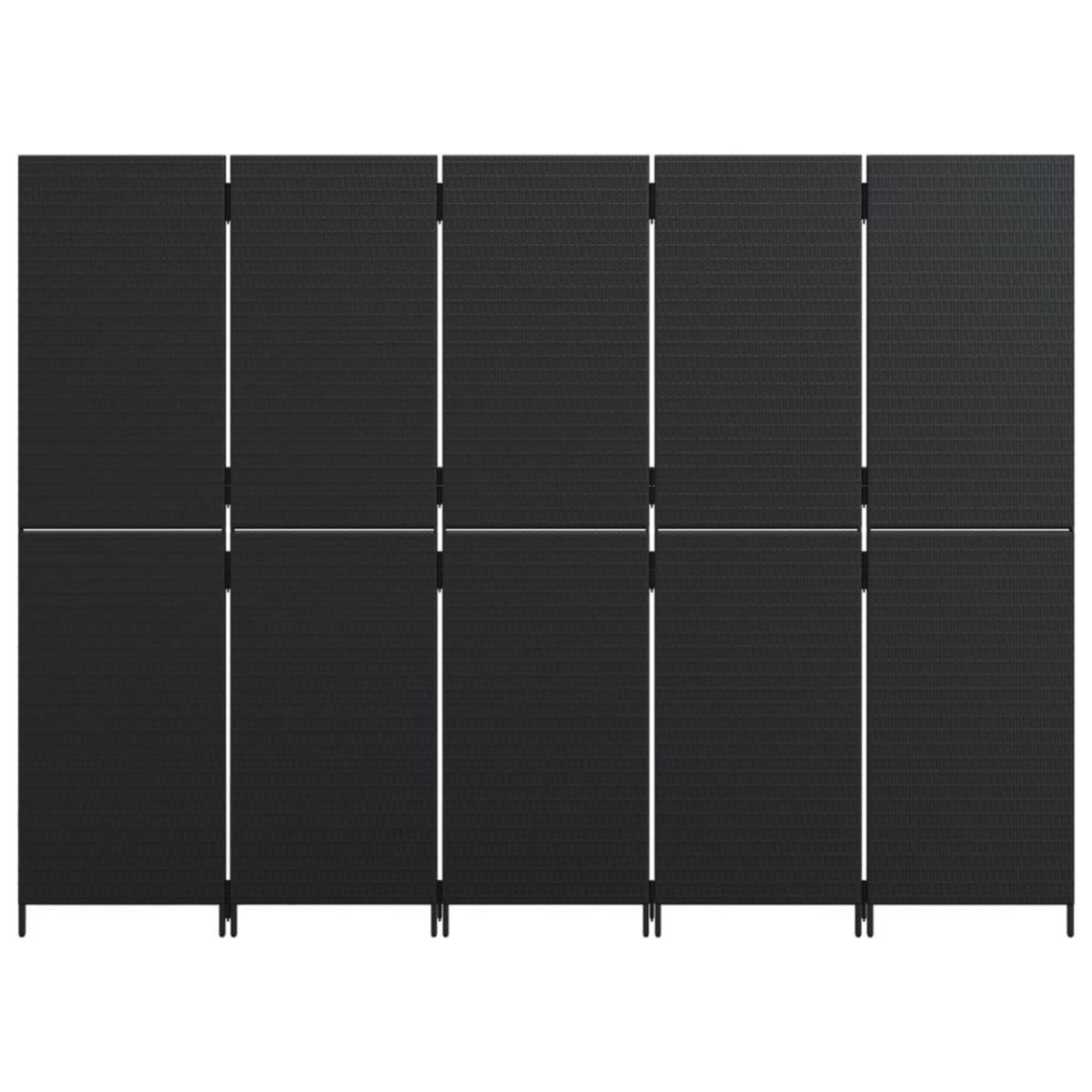 VIDAXL Cloison de separation 5 panneaux noir resine tressee