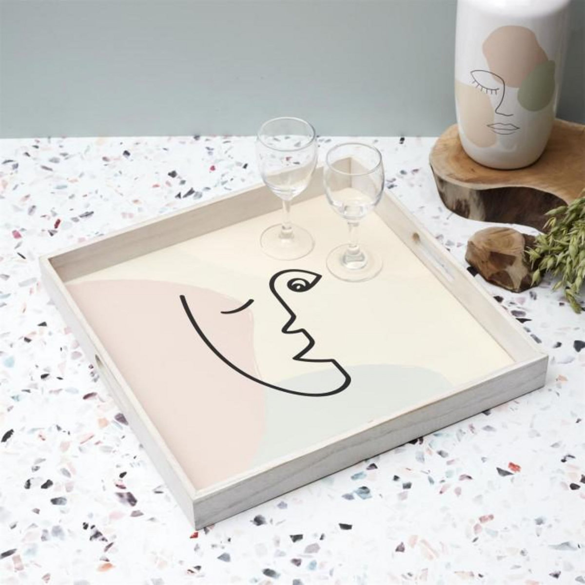 Paris Prix Plateau de Service en Bois  Arty  40cm Beige