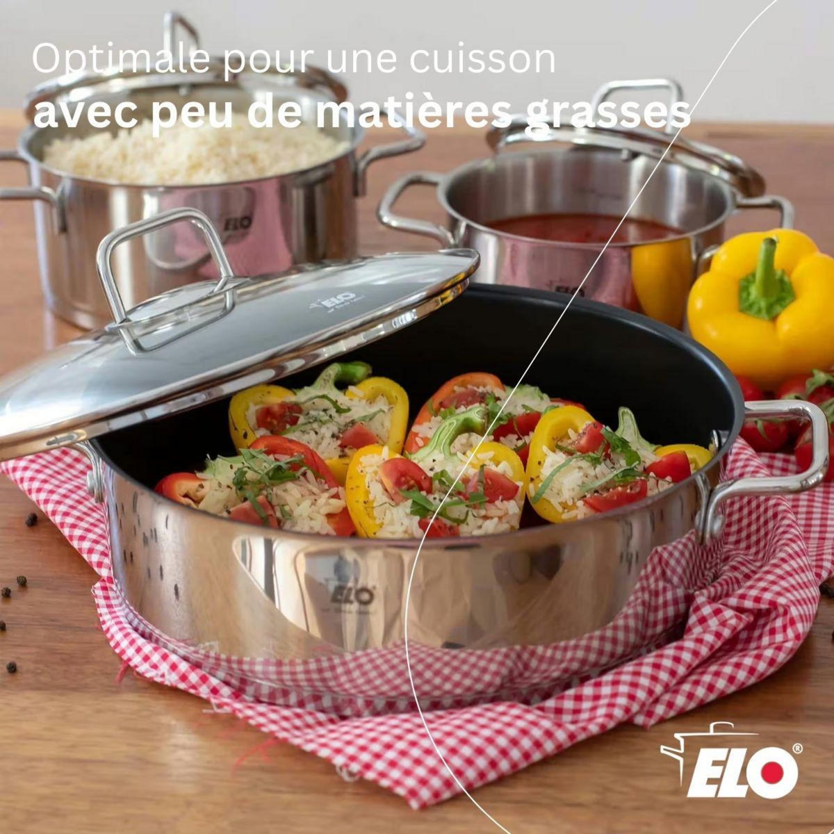 ELO Sautoir 28 cm en acier inoxydable 18/10 antiadhésif Elo Citrin