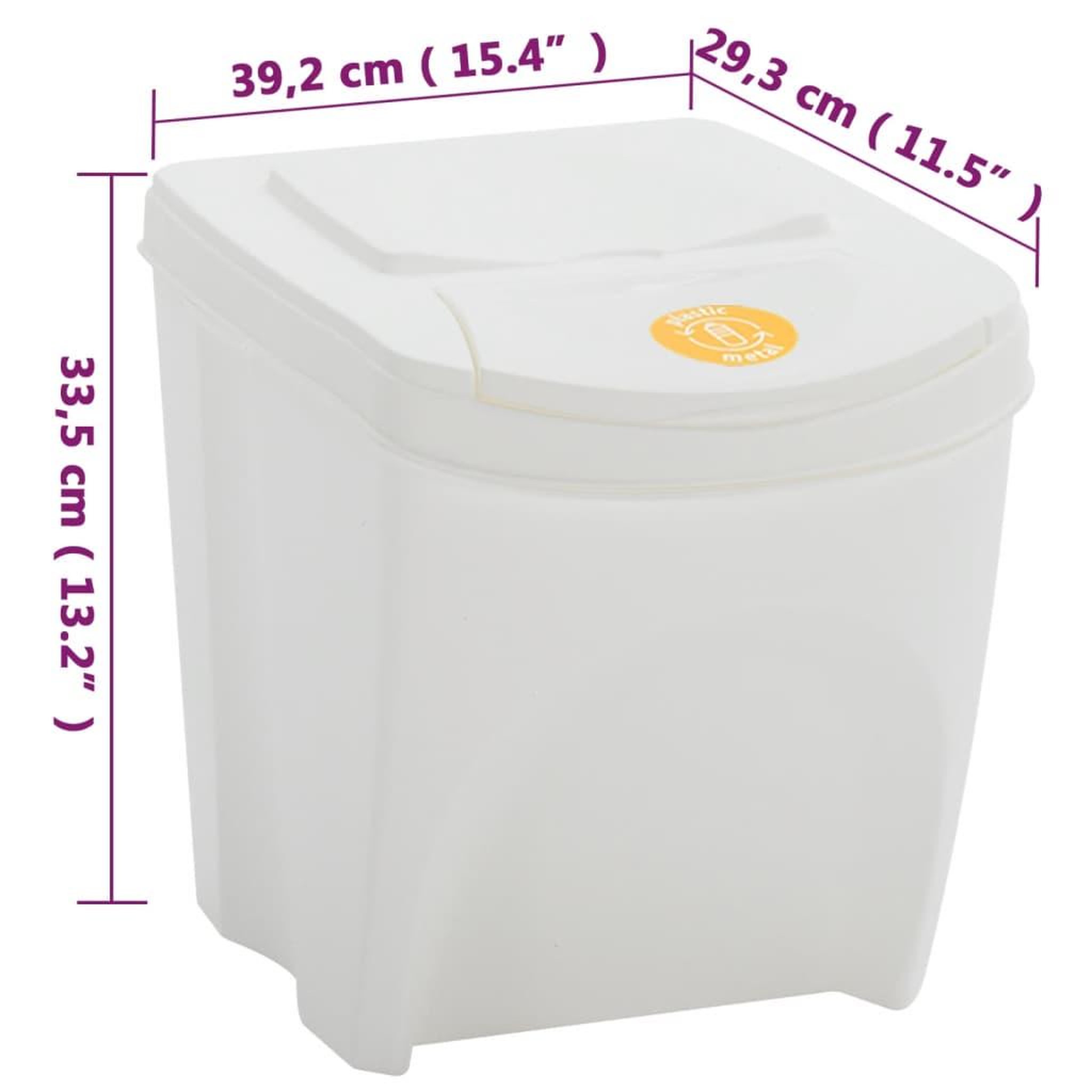 Voir la diapositive 6 : VIDAXL Poubelles a ordures empilables 4 pcs Blanc 100 L Polypropylene
