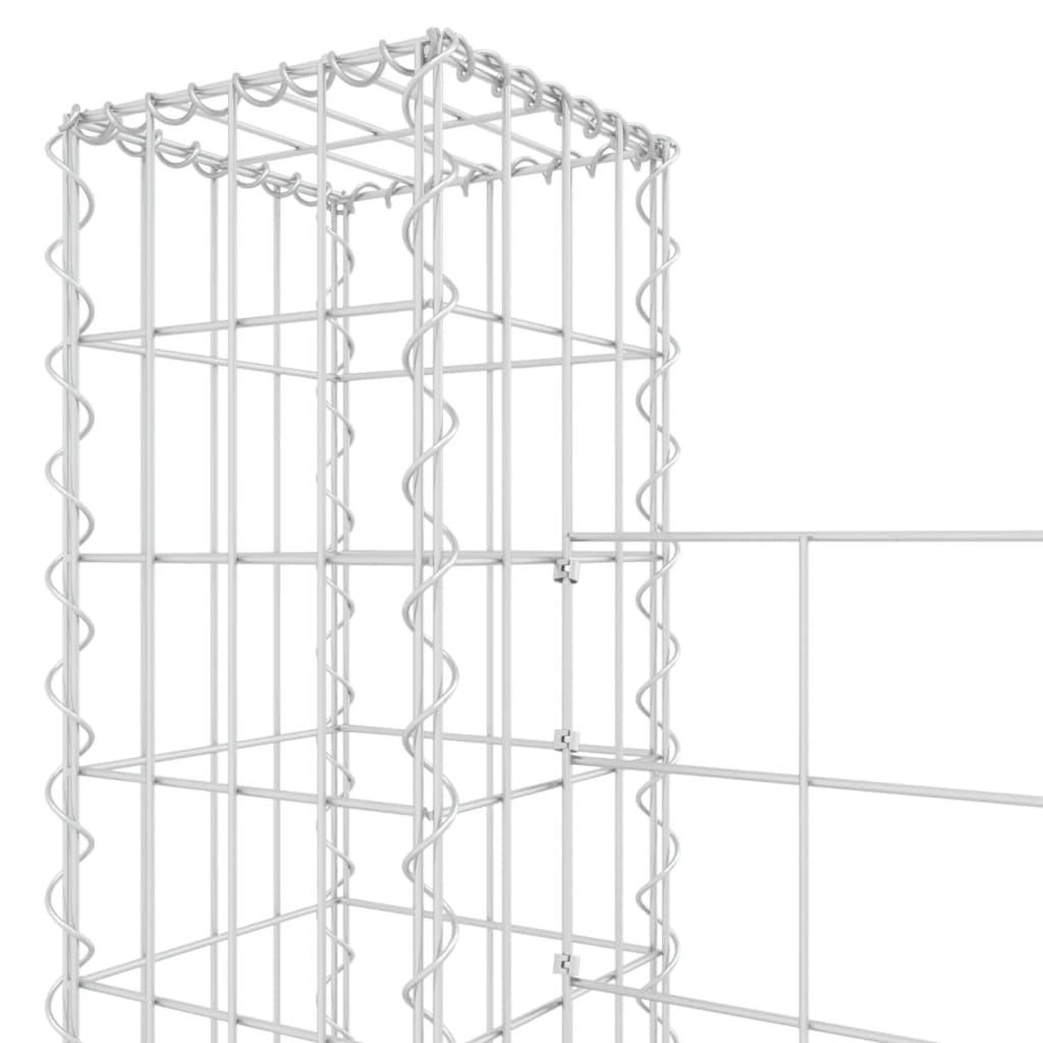 Voir la diapositive 5 : VIDAXL Panier de gabion en forme de U avec 5 poteaux Fer 500x20x200 cm
