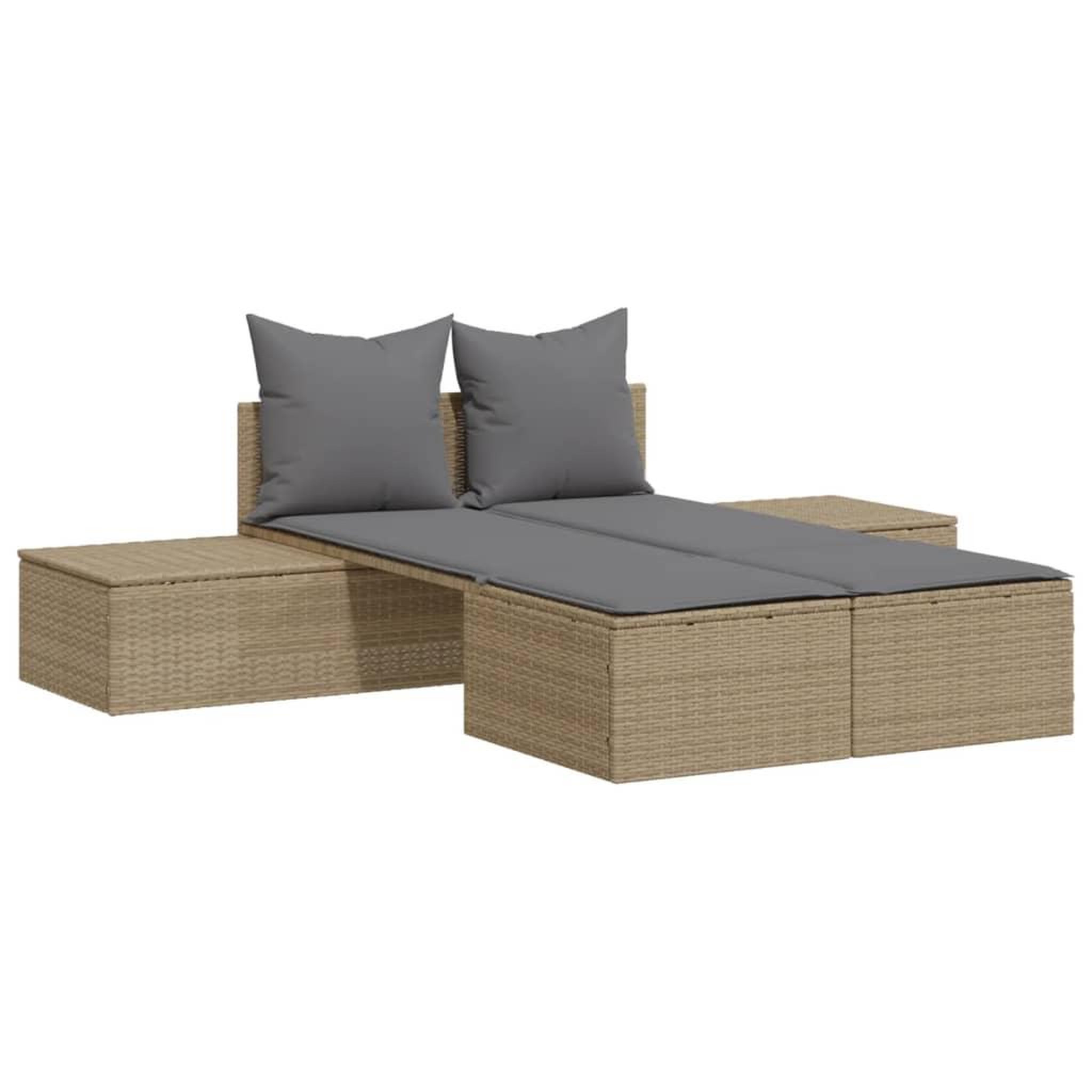Voir la diapositive 2 : VIDAXL Chaise longue double avec coussins beige resine tressee