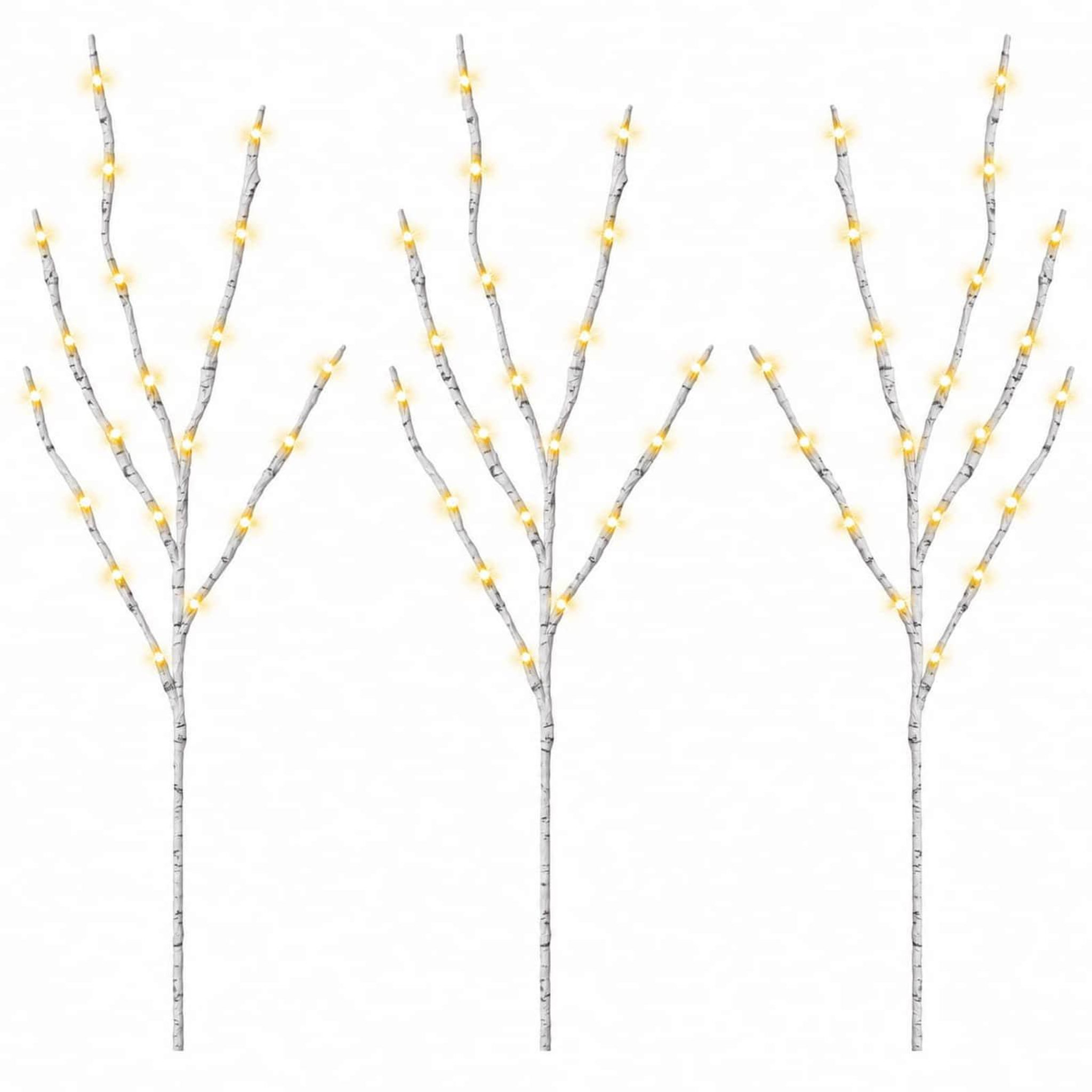 VIDAXL Branche de cuivre LED de decoration de Noël 3 pc Blanc 62 cm