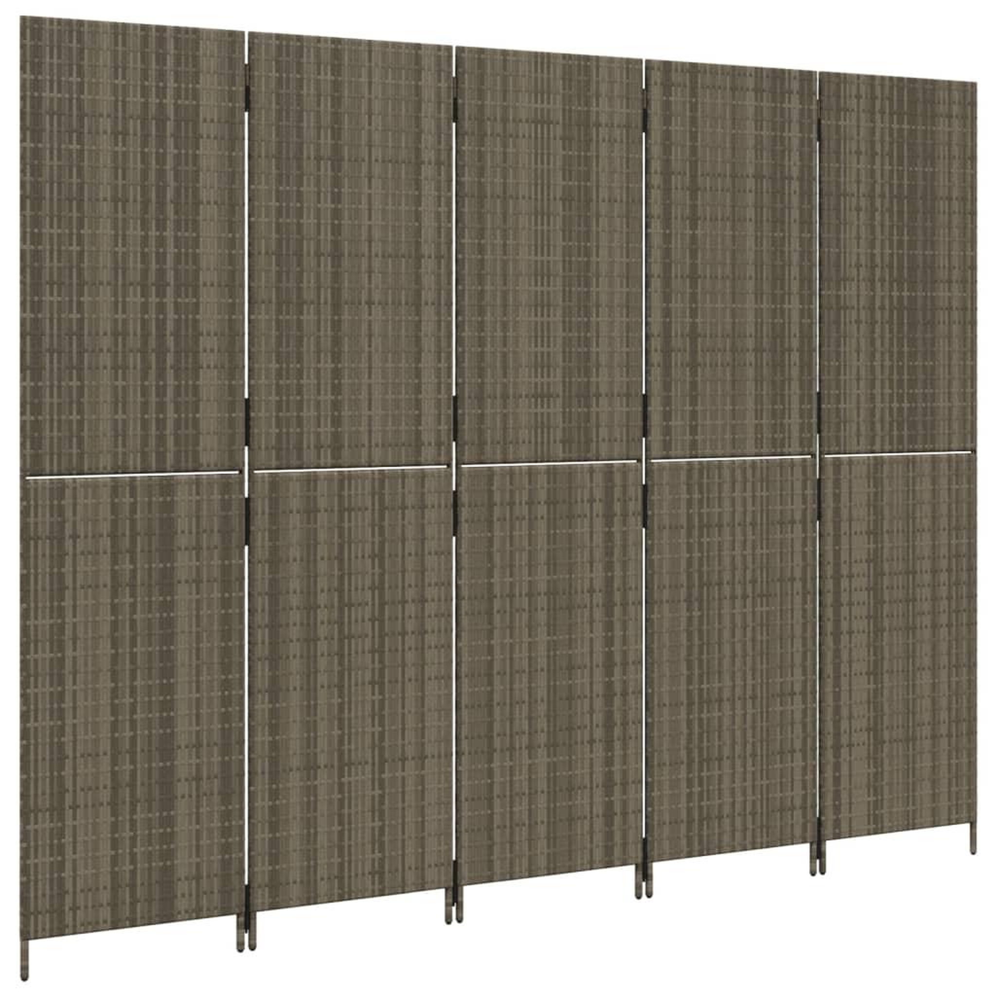 Voir la diapositive 4 : VIDAXL Cloison de separation 5 panneaux gris resine tressee