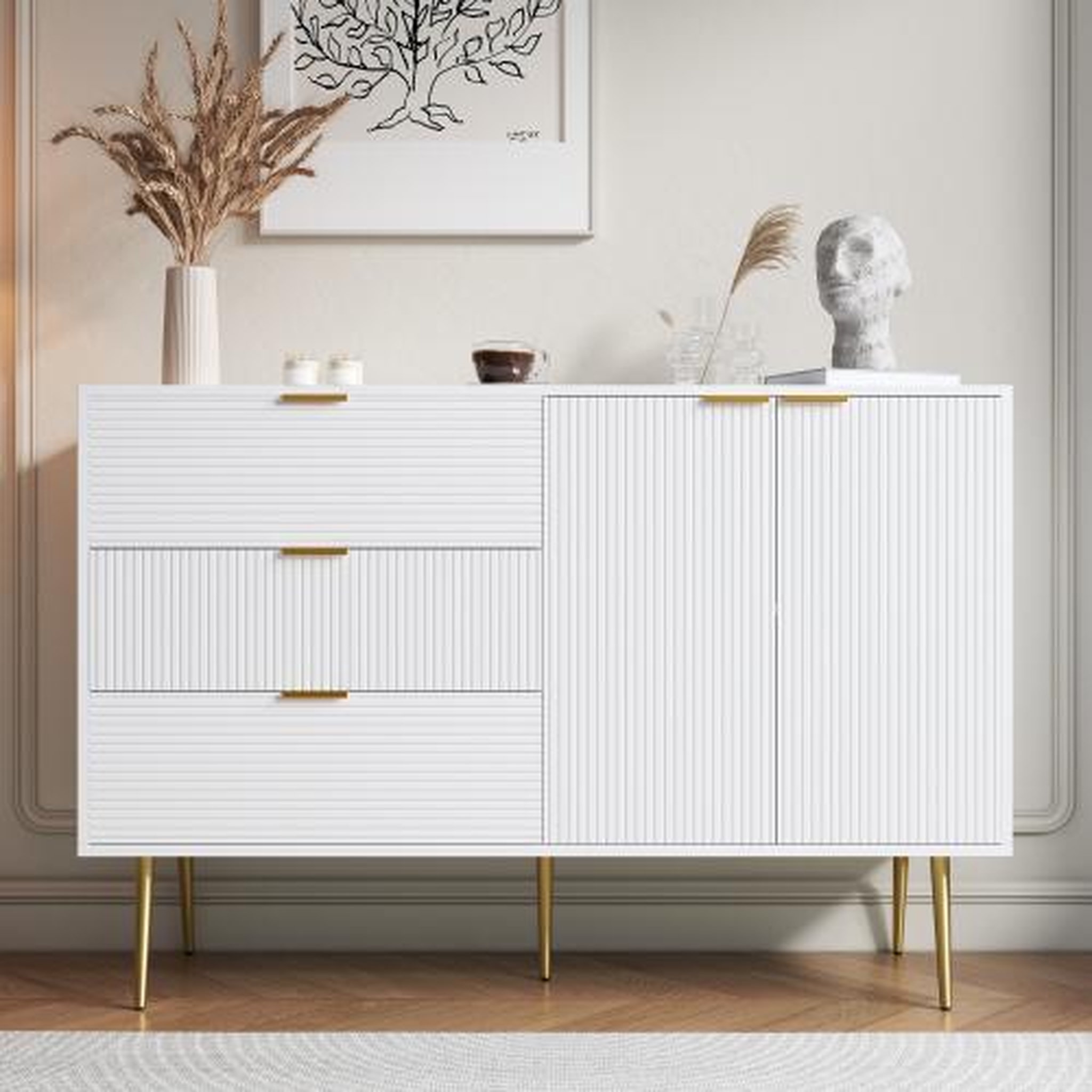 Voir la diapositive 4 : MERAX Buffet 2 porte(s) 3 tiroir(s) - 120 cm blanc mdf