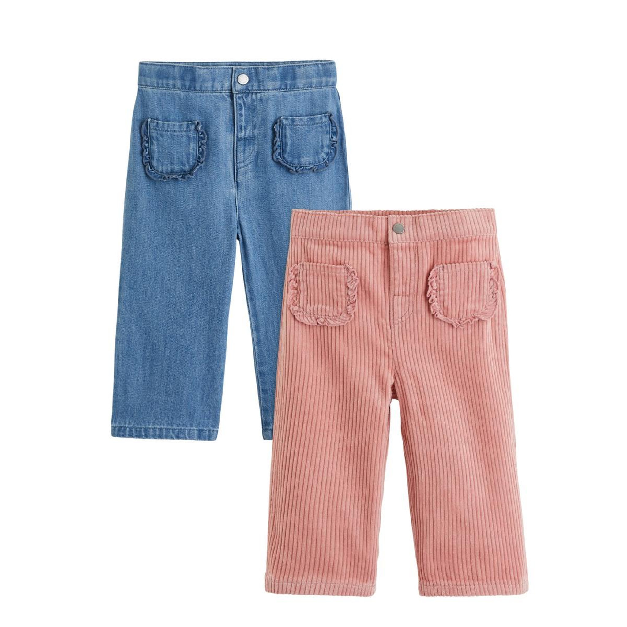 PETIT BEGUIN Lot de 2 pantalons enfant cléo. Coloris disponibles : Bleu