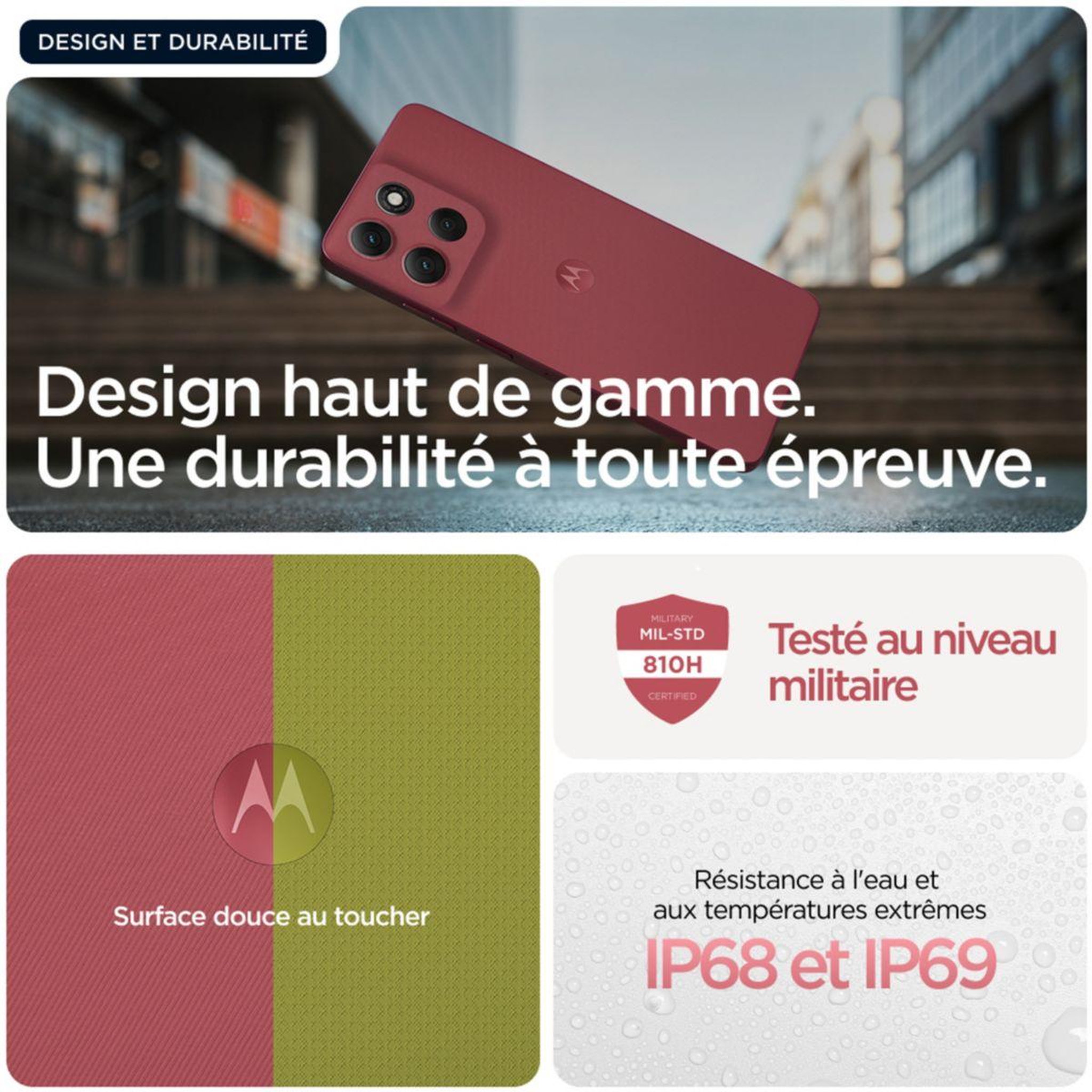 Voir la diapositive 3 : MOTOROLA Smartphone G86 Rouge 256Go 5G