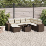 VIDAXL Salon de jardin 8 pcs avec coussins marron resine tressee