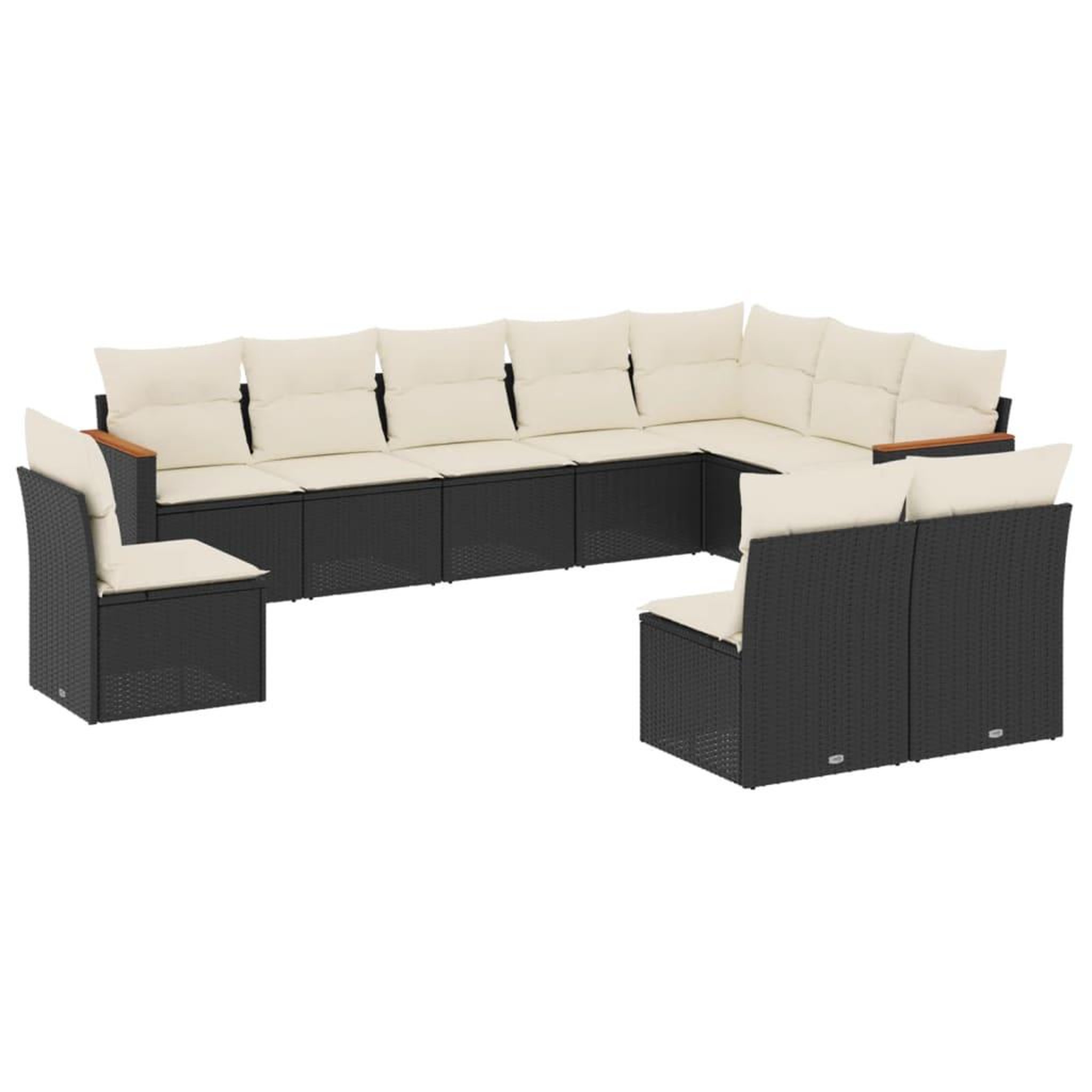 Voir la diapositive 2 : VIDAXL Salon de jardin 10 pcs avec coussins noir resine tressee