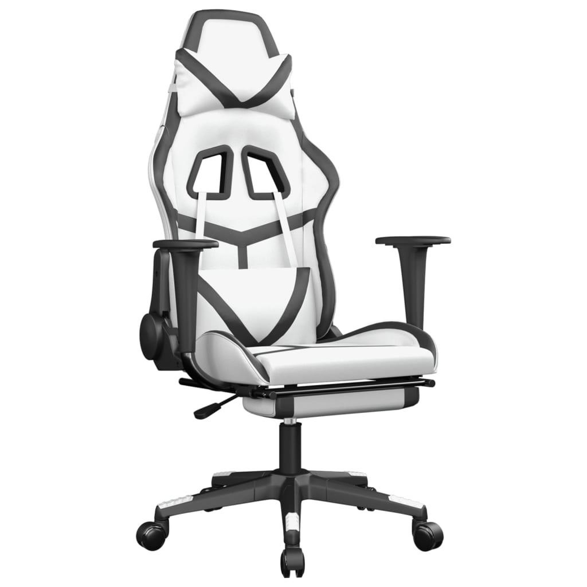 Voir la diapositive 2 : VIDAXL Chaise de jeu avec repose-pied Blanc et noir Similicuir