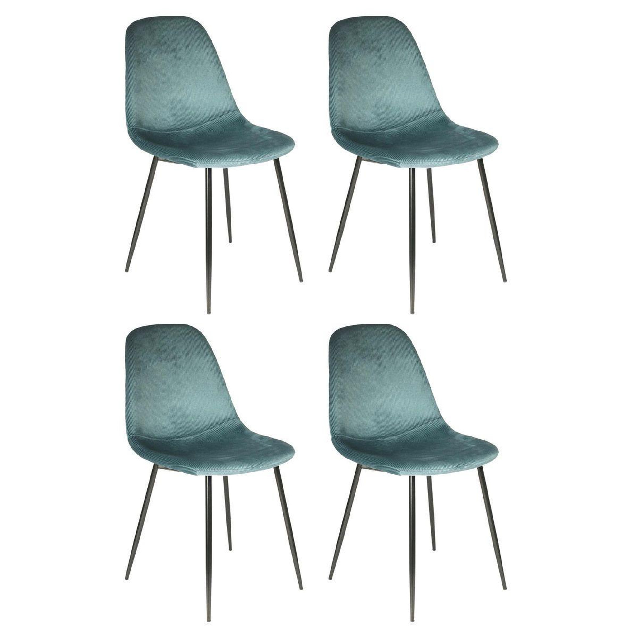 The Home Deco Factory Lot de 4 chaises velours  giulia  85cm bleu canard