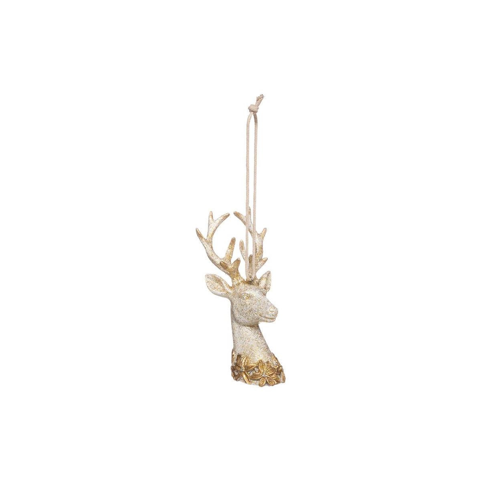 FEERIC LIGHT & CHRISTMAS Sujet de noël tête de renne  héritage  10cm blanc