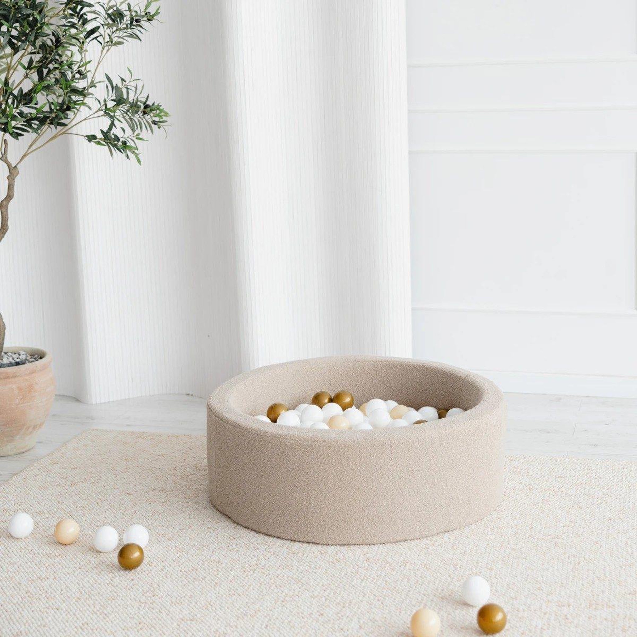 MONIO FOR KIDS Piscine à balles ronde 90 x 30 cm avec 200 balles — Beige