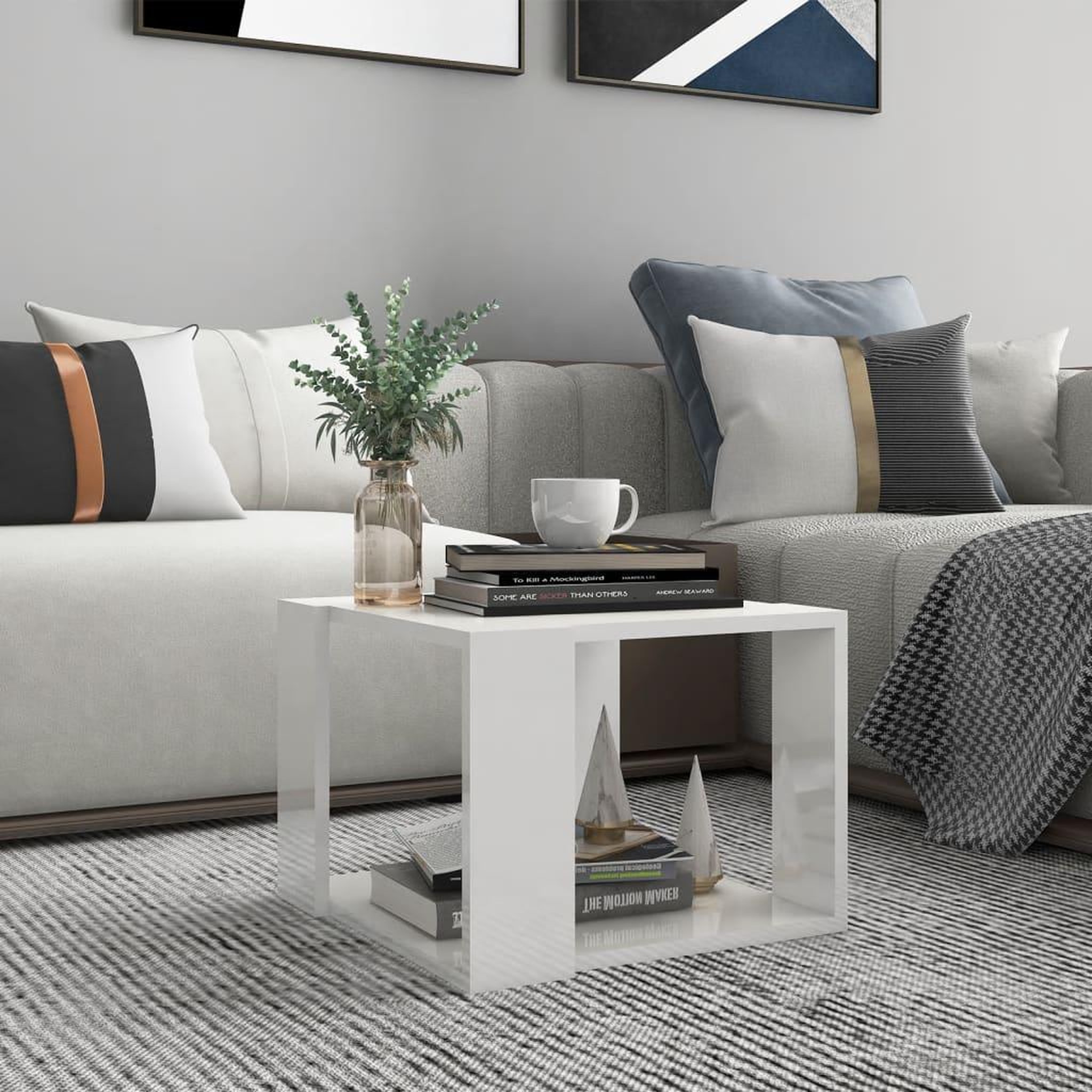 Voir la diapositive 1 : VIDAXL Table basse Blanc brillant 40x40x30 cm Bois d'ingenierie