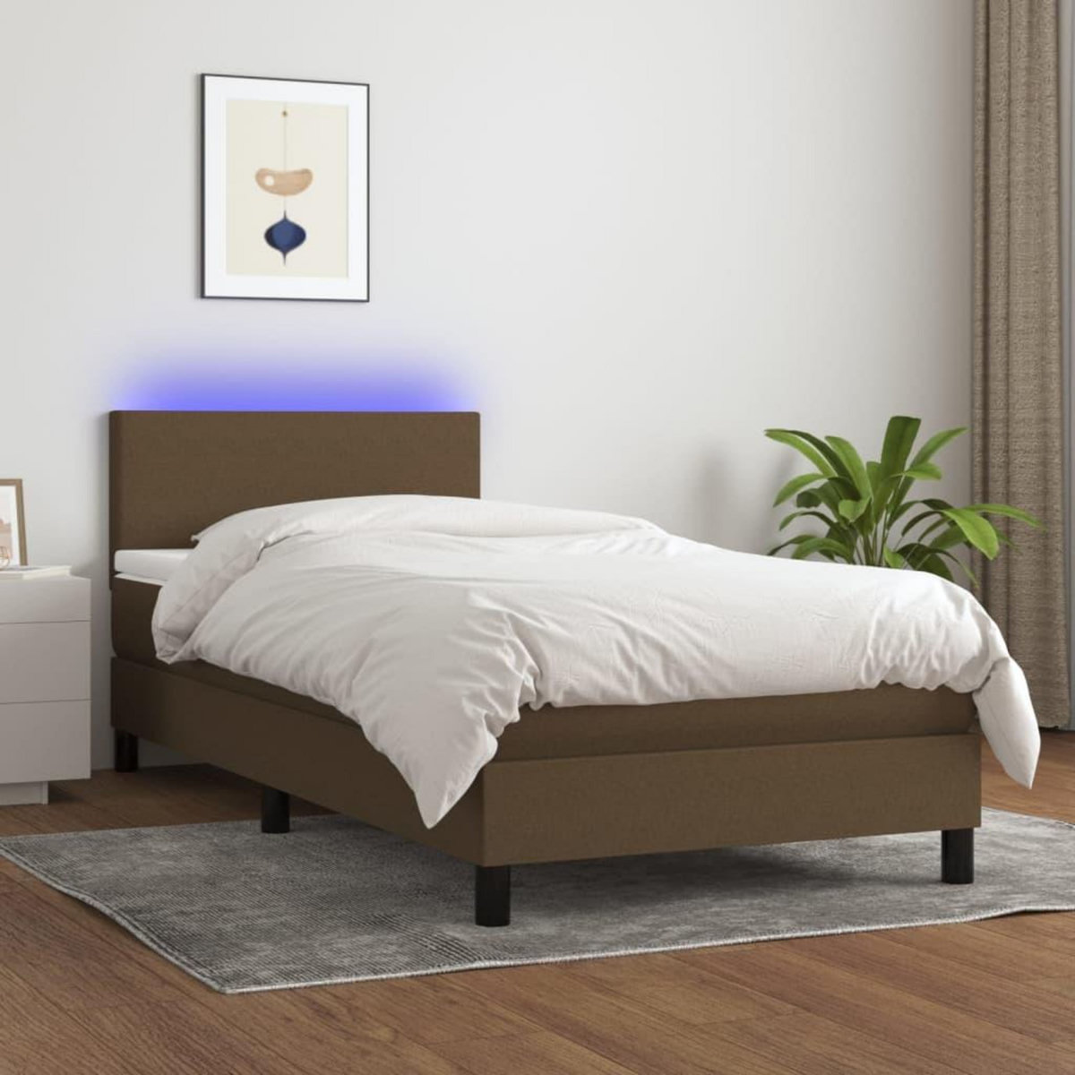 VIDAXL Sommier a lattes de lit et matelas et LED Marron fonce 80x200cm