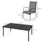 Voir la diapositive 3 : OUTSUNNY Ensemble de jardin 6 pers. 6 chaises empilables table plateau verre trempé 5 mm métal époxy textilène noir