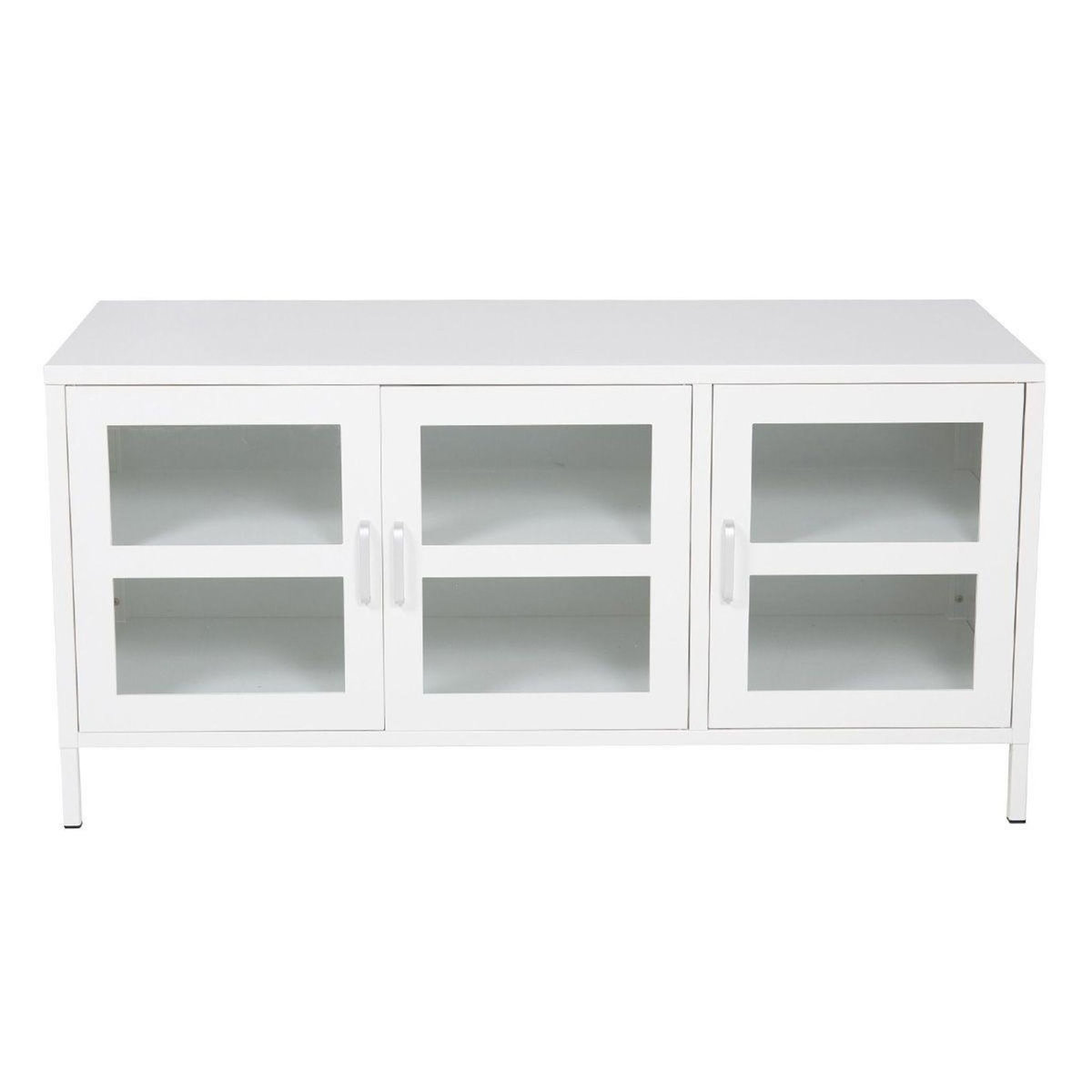 Paris Prix Meuble TV 3 Portes  Acero  120cm Blanc