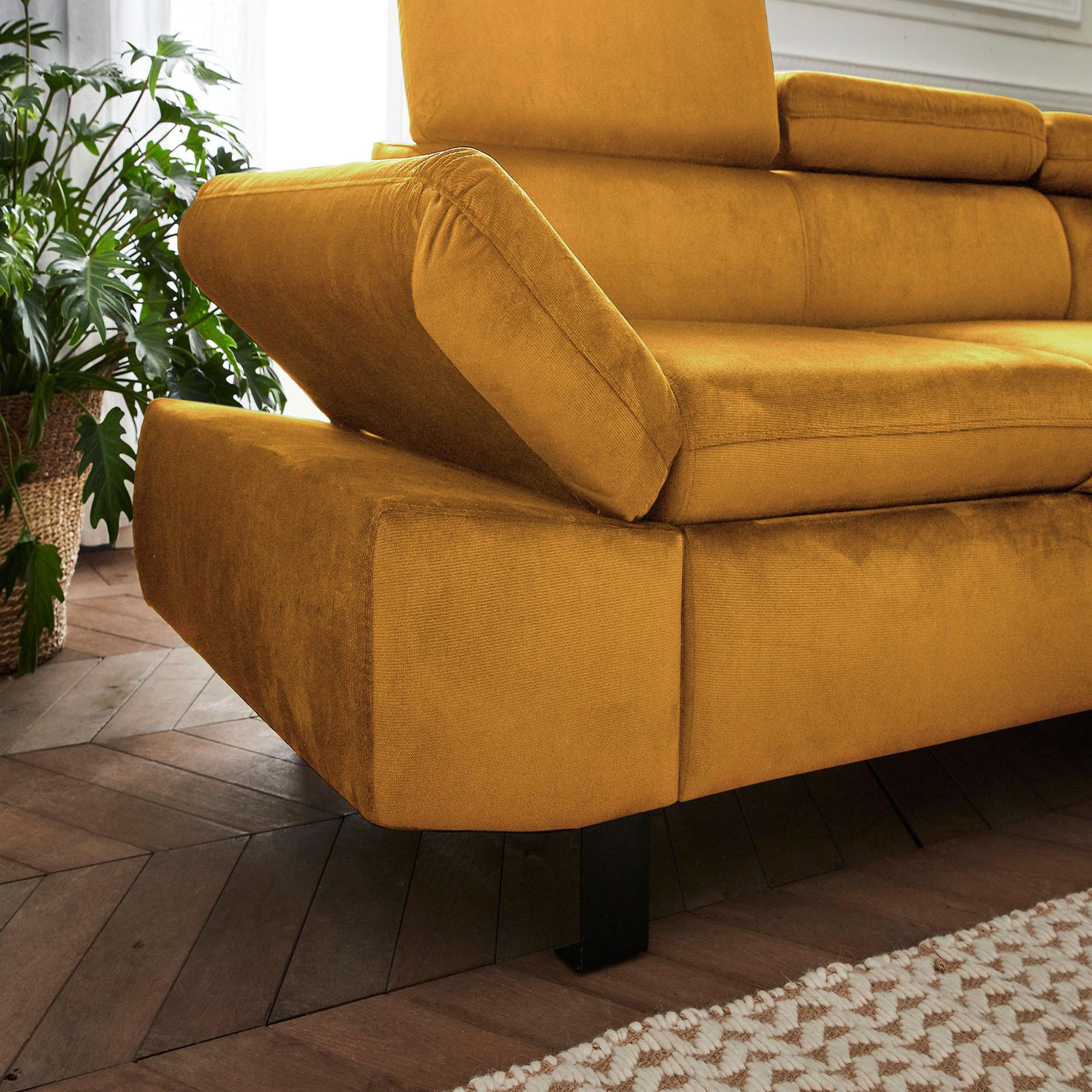 Voir la diapositive 4 : LISA DESIGN Nairobi - canapé d'angle convertible - en velours - 5 places - avec têtières - droit