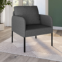 Voir la diapositive 2 : ID MARKET Fauteuil AUGUSTE tissu gris anthracite pieds métal noir