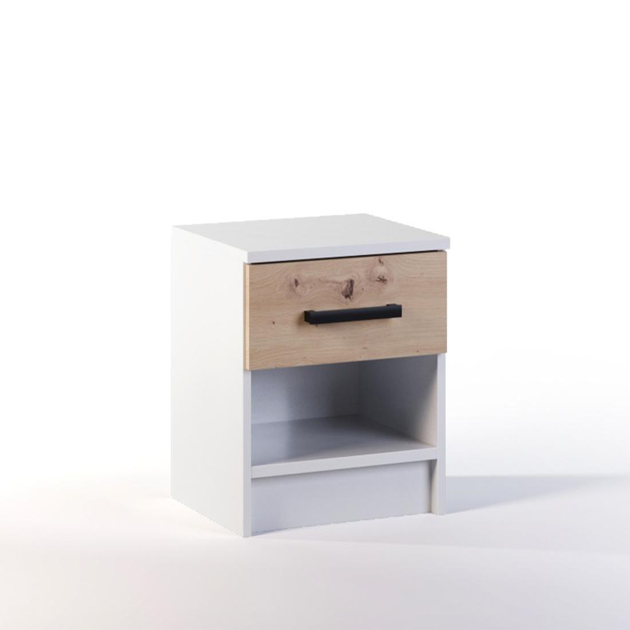 Voir la diapositive 1 : BEST MOBILIER Hayato - table de chevet - effet bois et blanc - 40 cm