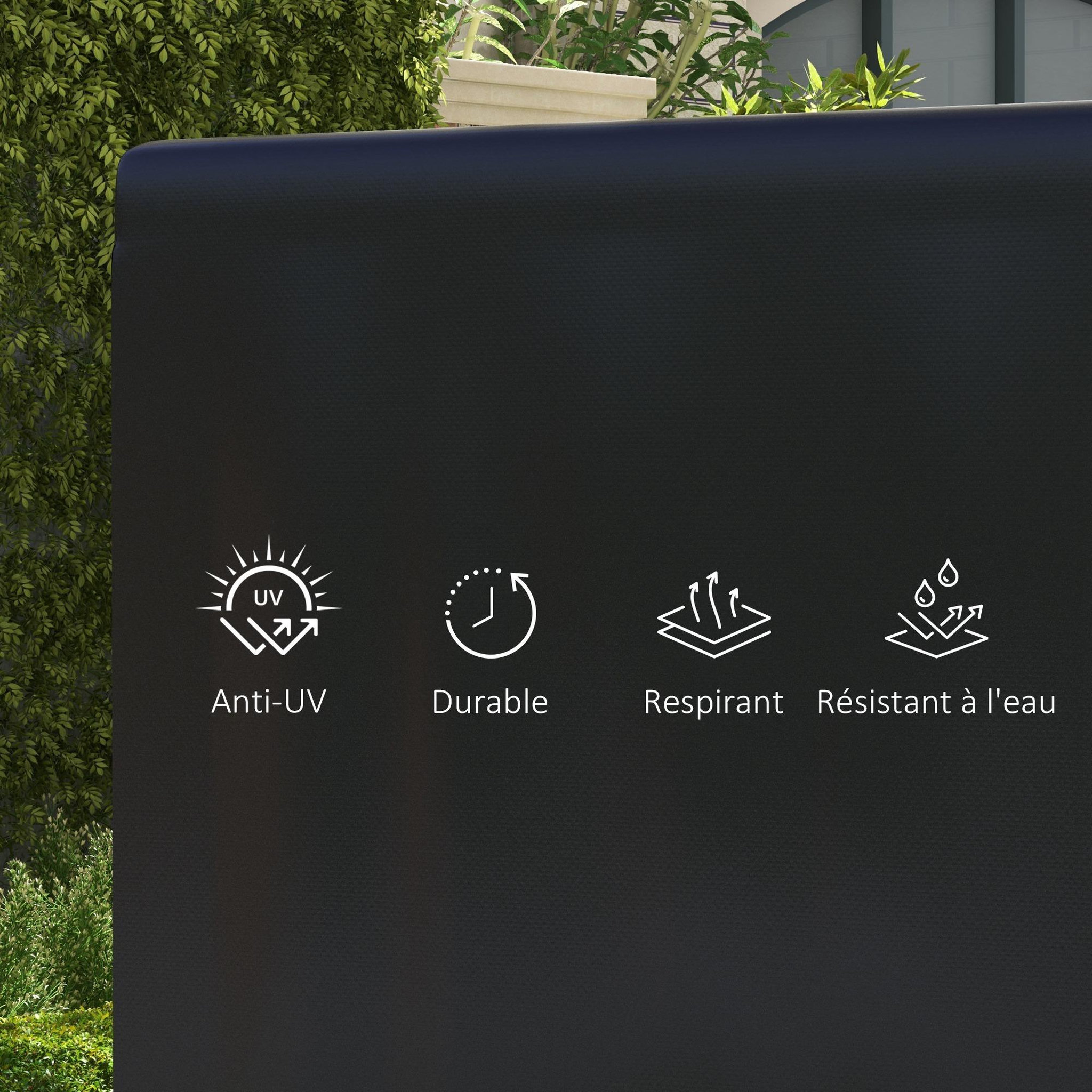 Voir la diapositive 5 : OUTSUNNY Housse de protection balancelle de jardin bâche étanche dim. 2,15l x 1,55l x 1,5h m pe noir