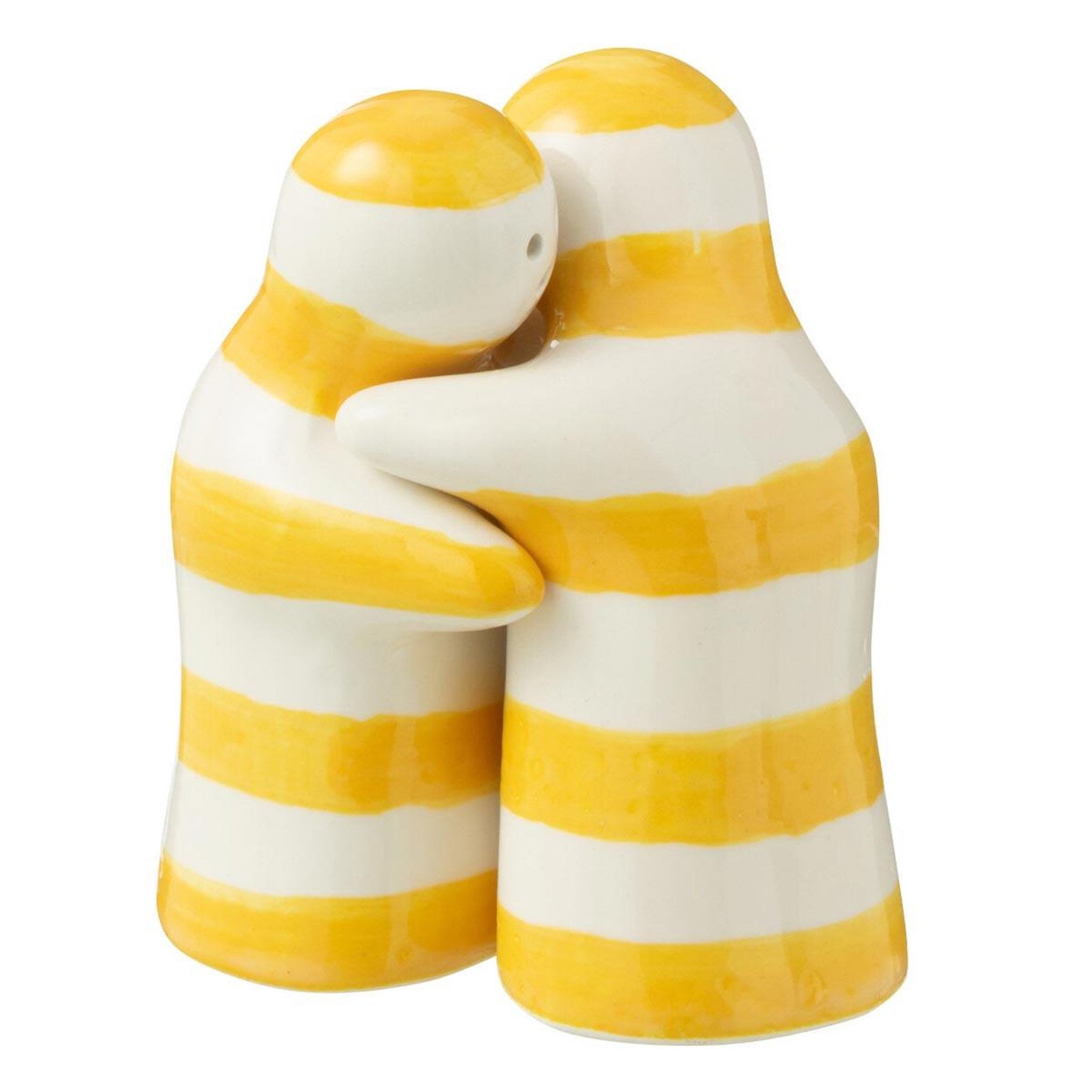 J-LINE Salière & poivrière en céramique  granada rayure  8cm jaune