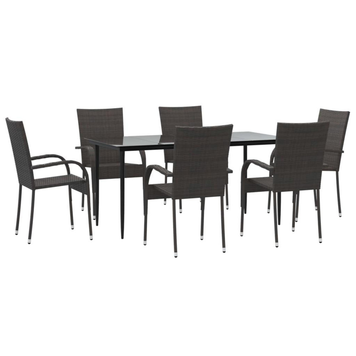 VIDAXL Ensemble a manger de jardin 7 pcs Marron Resine tressee