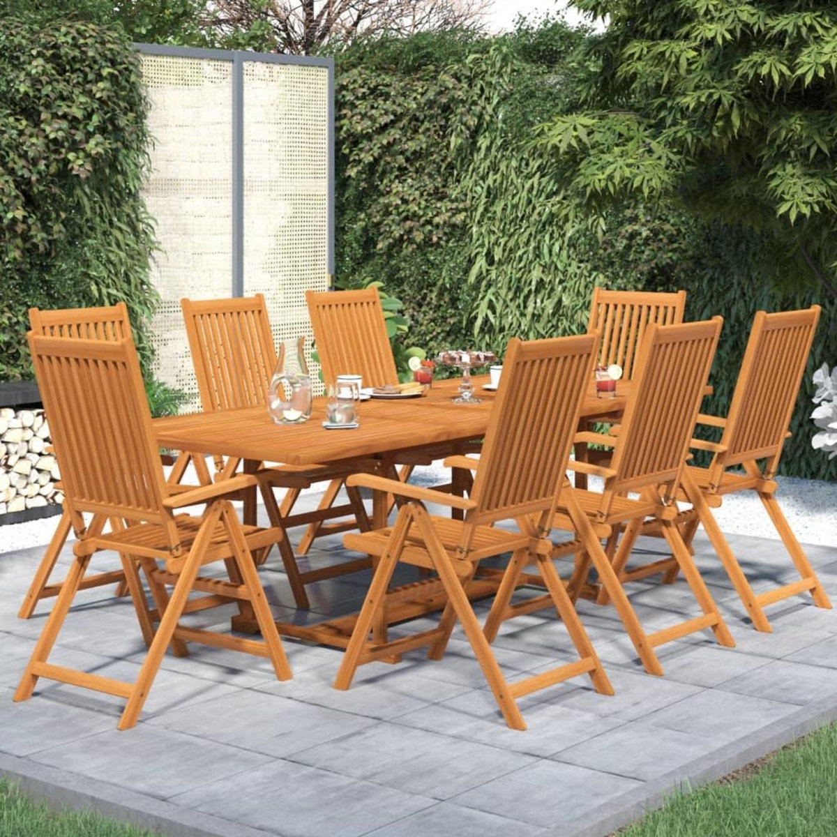 VIDAXL Ensemble a manger de jardin 9 pcs Bois d'acacia massif