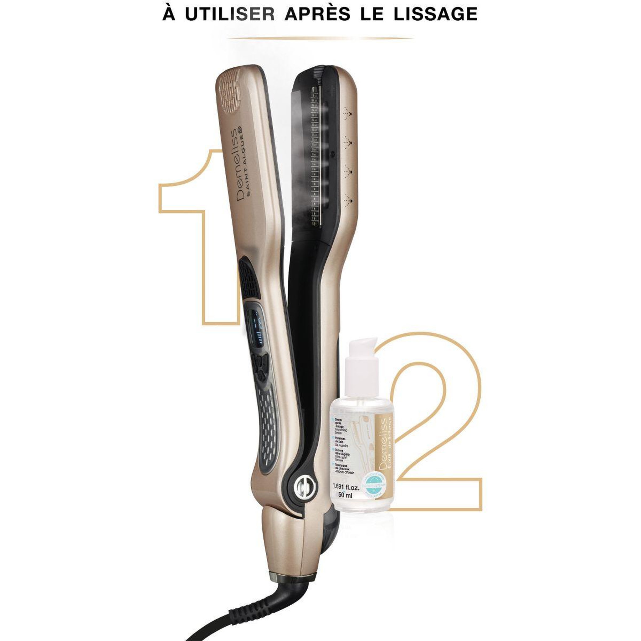 Voir la diapositive 3 : SAINT ALGUE Lisseur vapeur coffret demeliss titanium elixir ritual