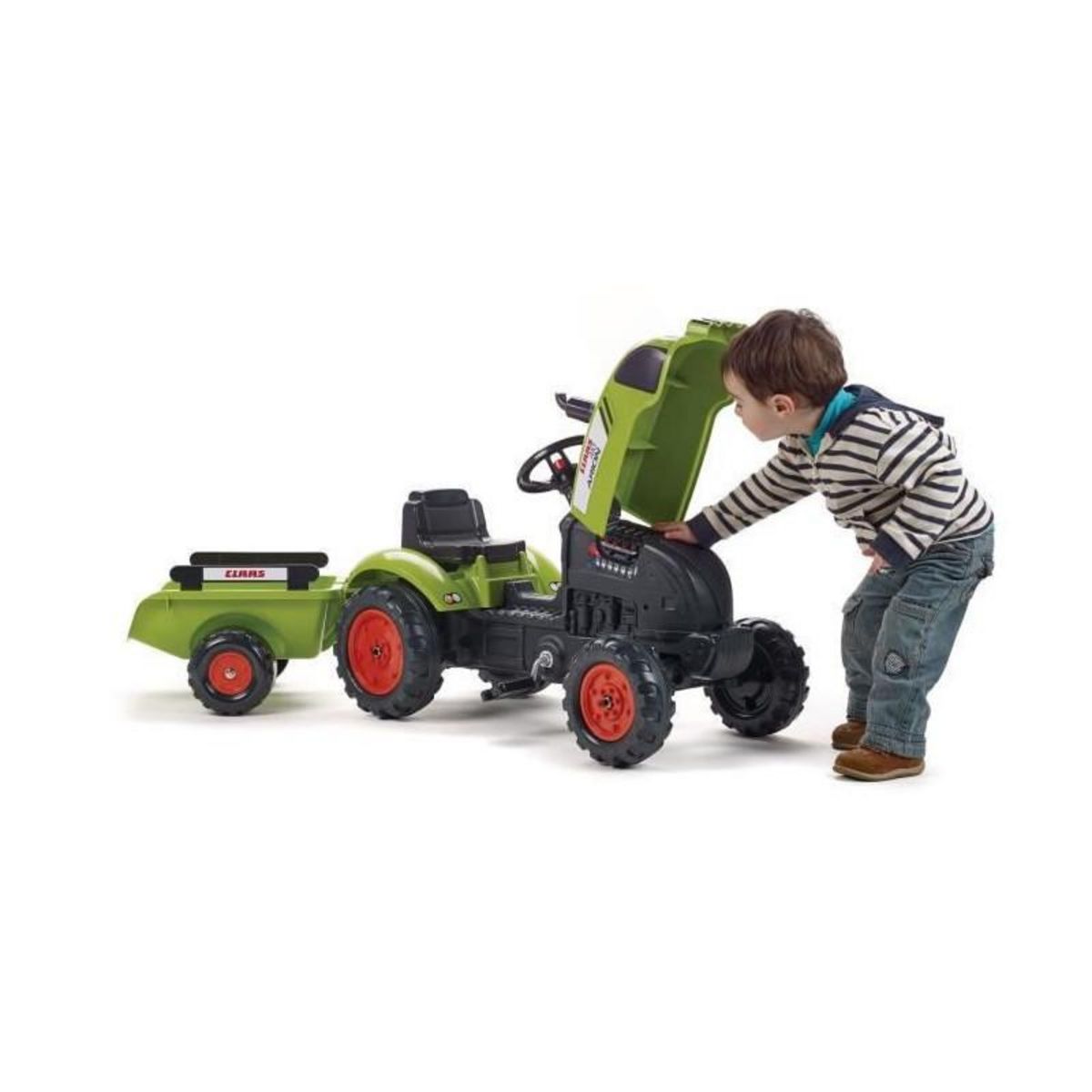 FALK FALK Tracteur a pedales Claas avec remorque